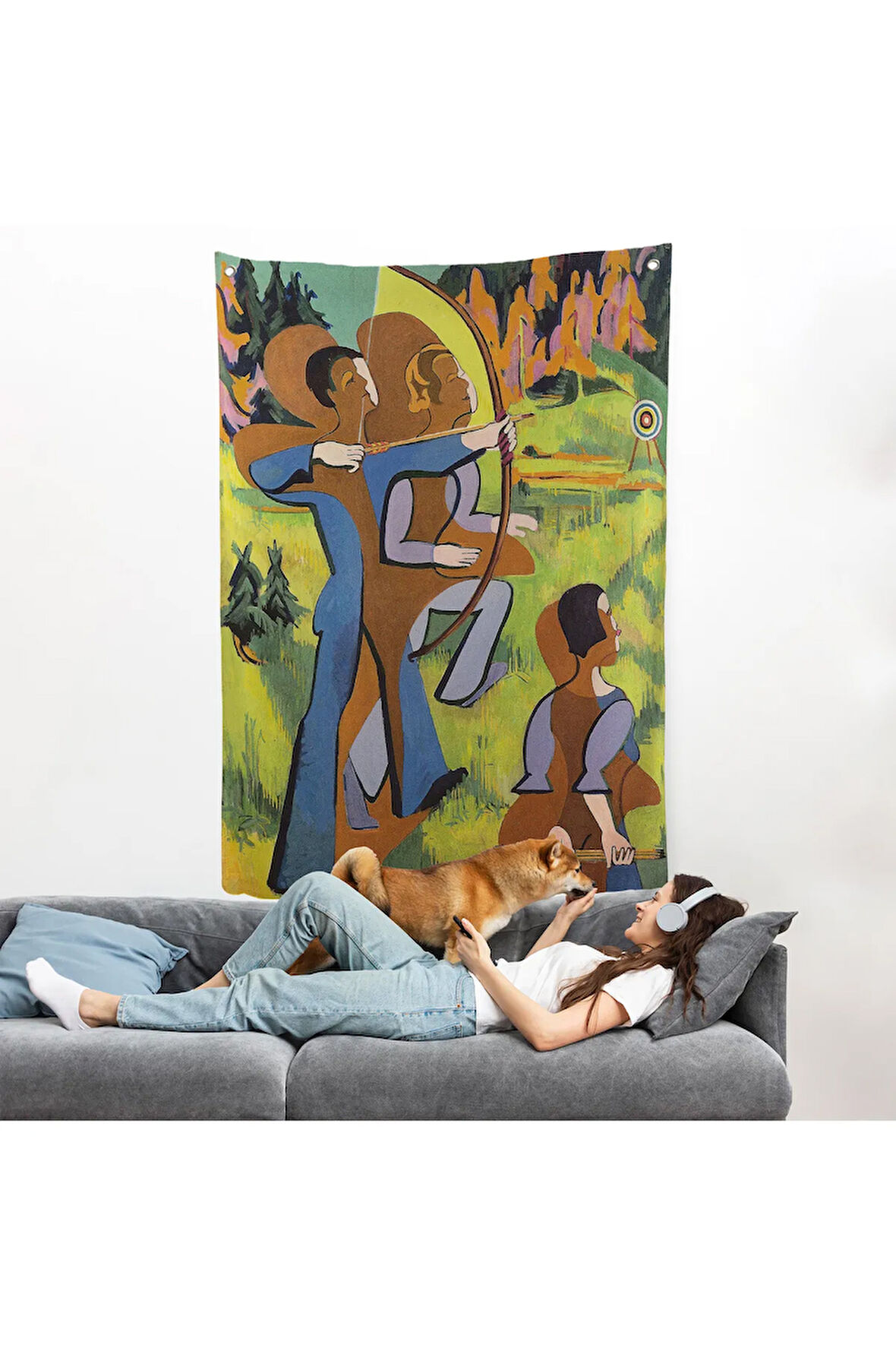 Ernst Ludwig Kirchner - Okçular Duvar Örtüsü - Archers-8064