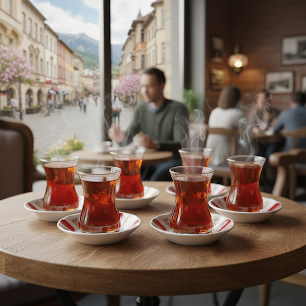 Paşabahçe 6'lı Çay Bardağı 130cc ve Porland Porselen 6'lı Çay Tabağı Set (Kolye,Küpe Hediyeli)