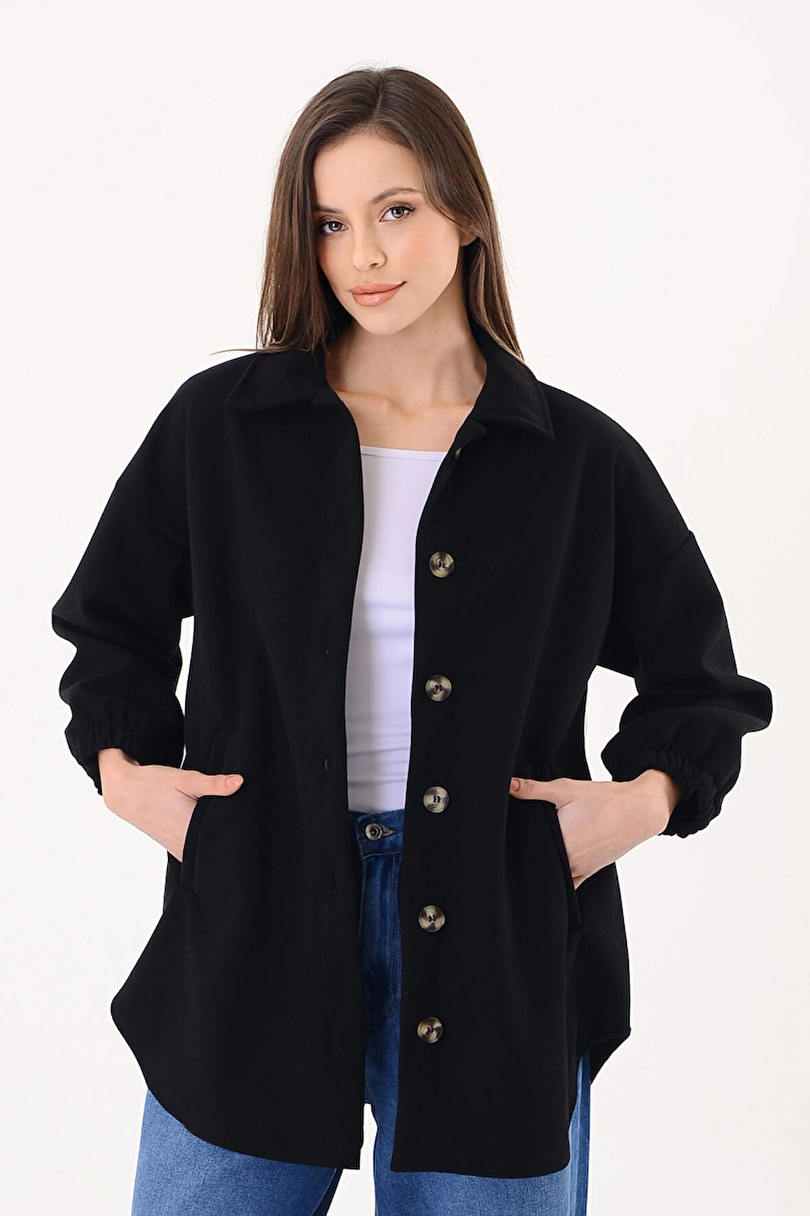 Kadın Kaşe Ceket - Siyah