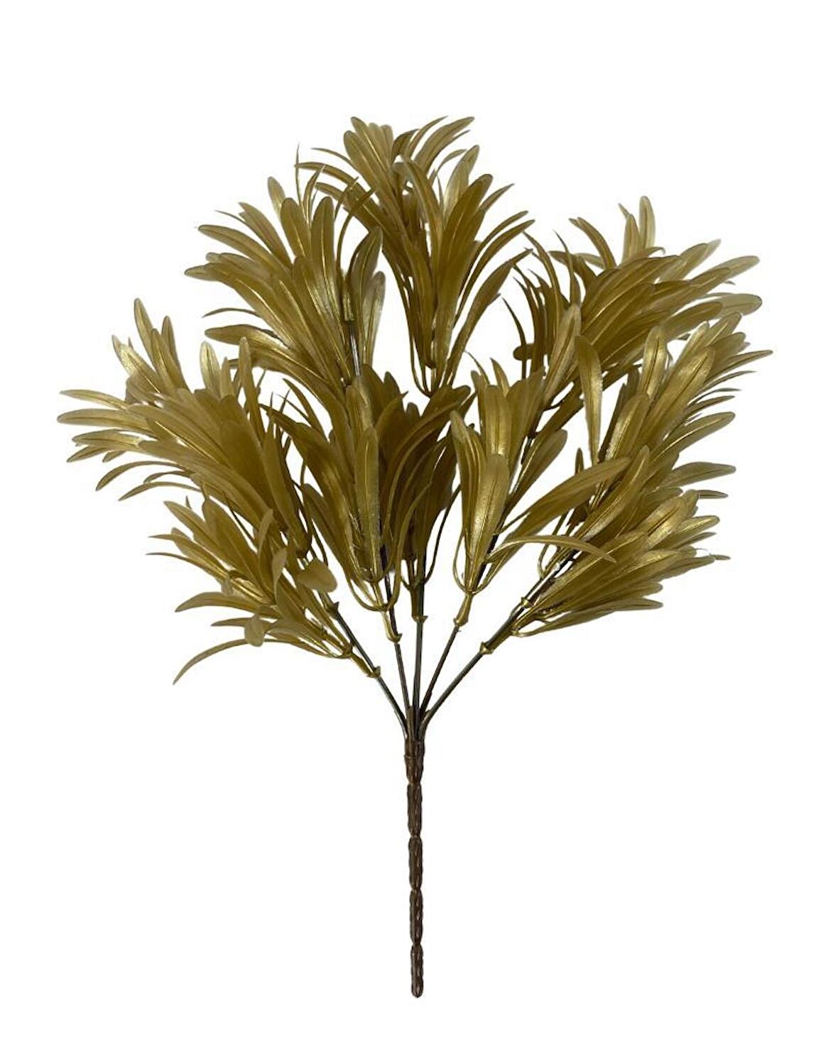 Yapay Çiçek Altın Gold Renk Podocarpus Demeti 7dal 48 Çiçek Garnitür Aradal Dekoratif Yapay Bitki