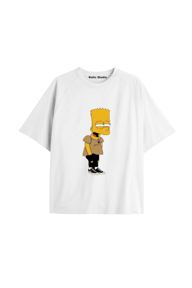 Y2k vintage Simpson Baskılı Beyaz T-shirt KOD 276