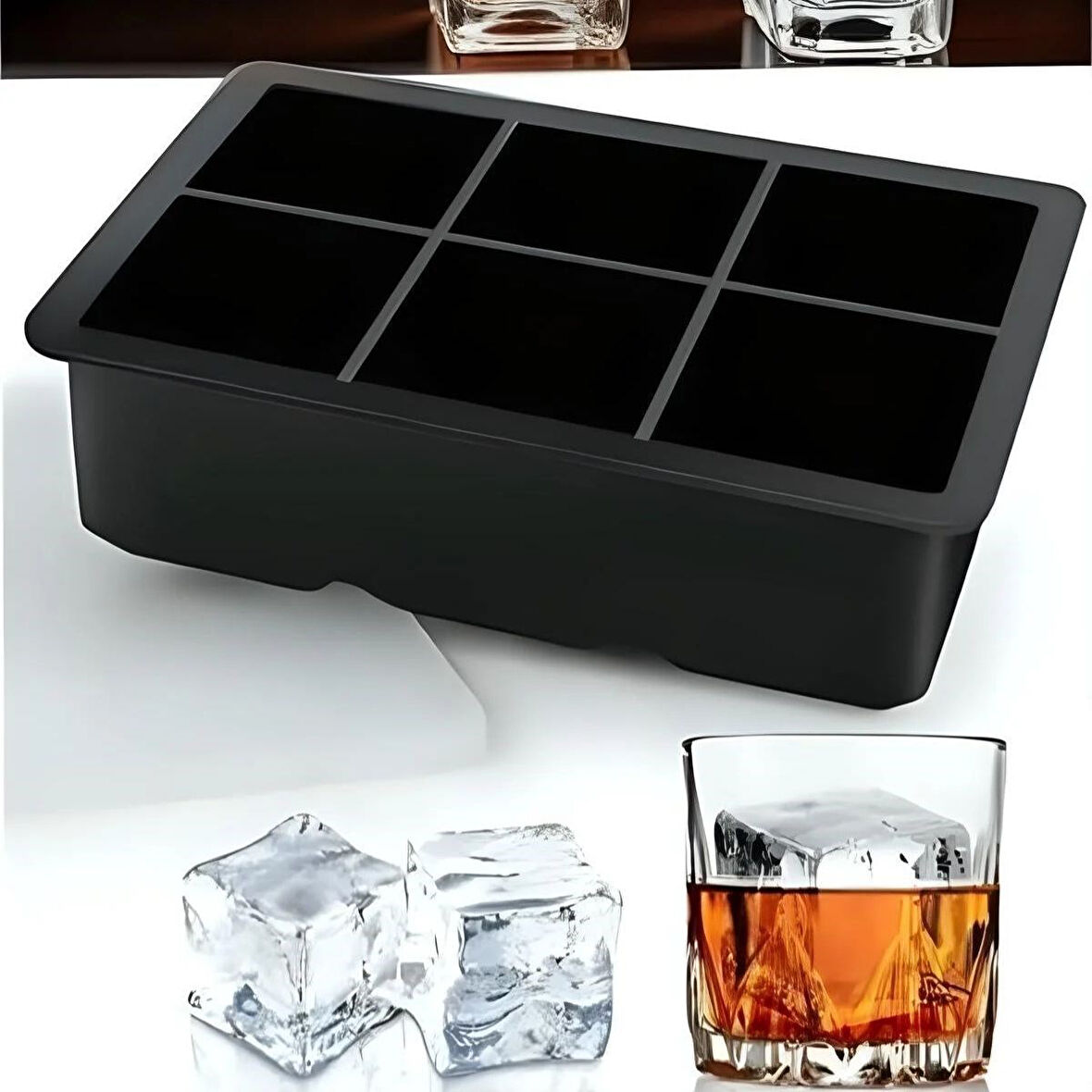 BUFFER® 6'lı XL Küp Şeklinde Silikon Kolay Çıkabilen Buz Kalıbı