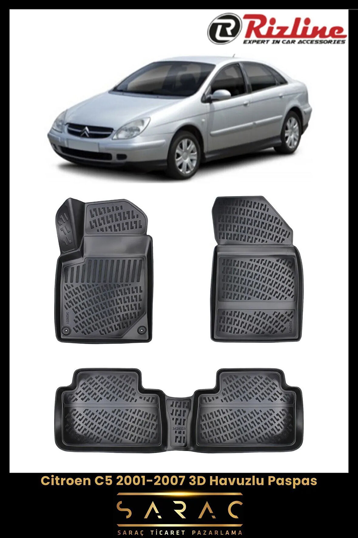 Rizline Citroen C5 2001 Model 3D Havuzlu Paspas