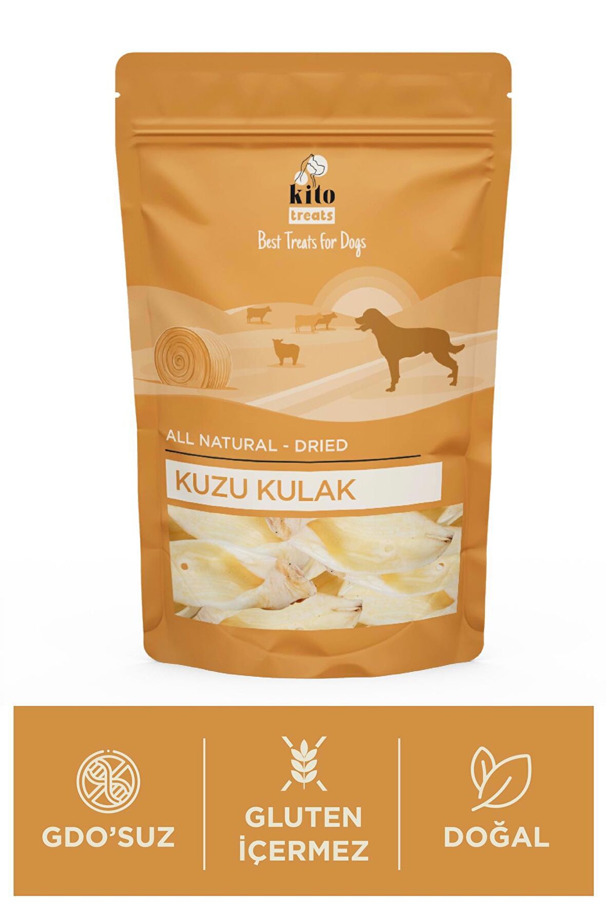 Kurutulmuş Kuzu Kulak Çiğnemelik Köpek Ödül Maması %100 Doğal, Glutensiz, Organik 100 gr