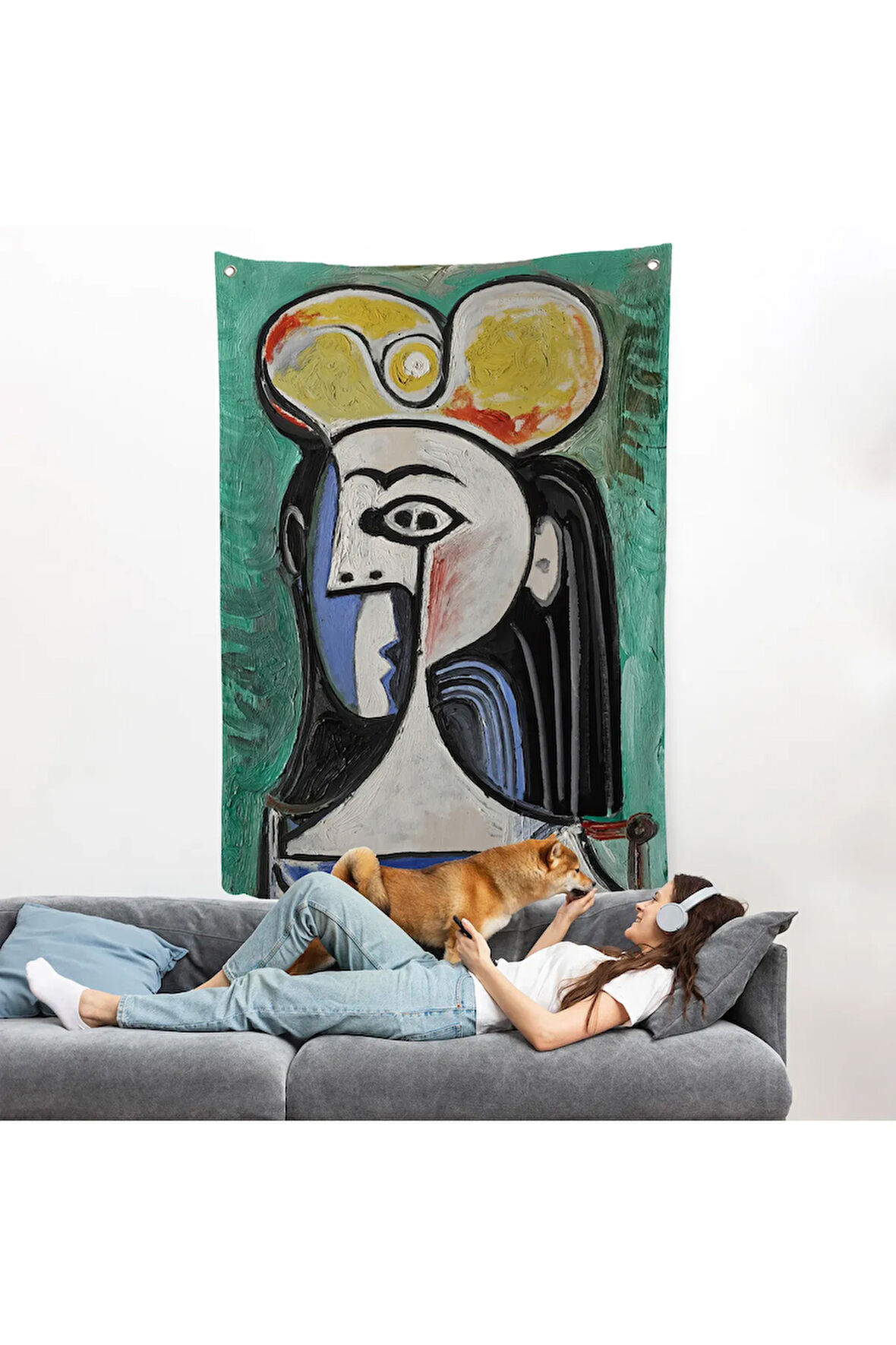 Pablo Picasso - Jaqueline Roque Portre Duvar Örtüsü-8087