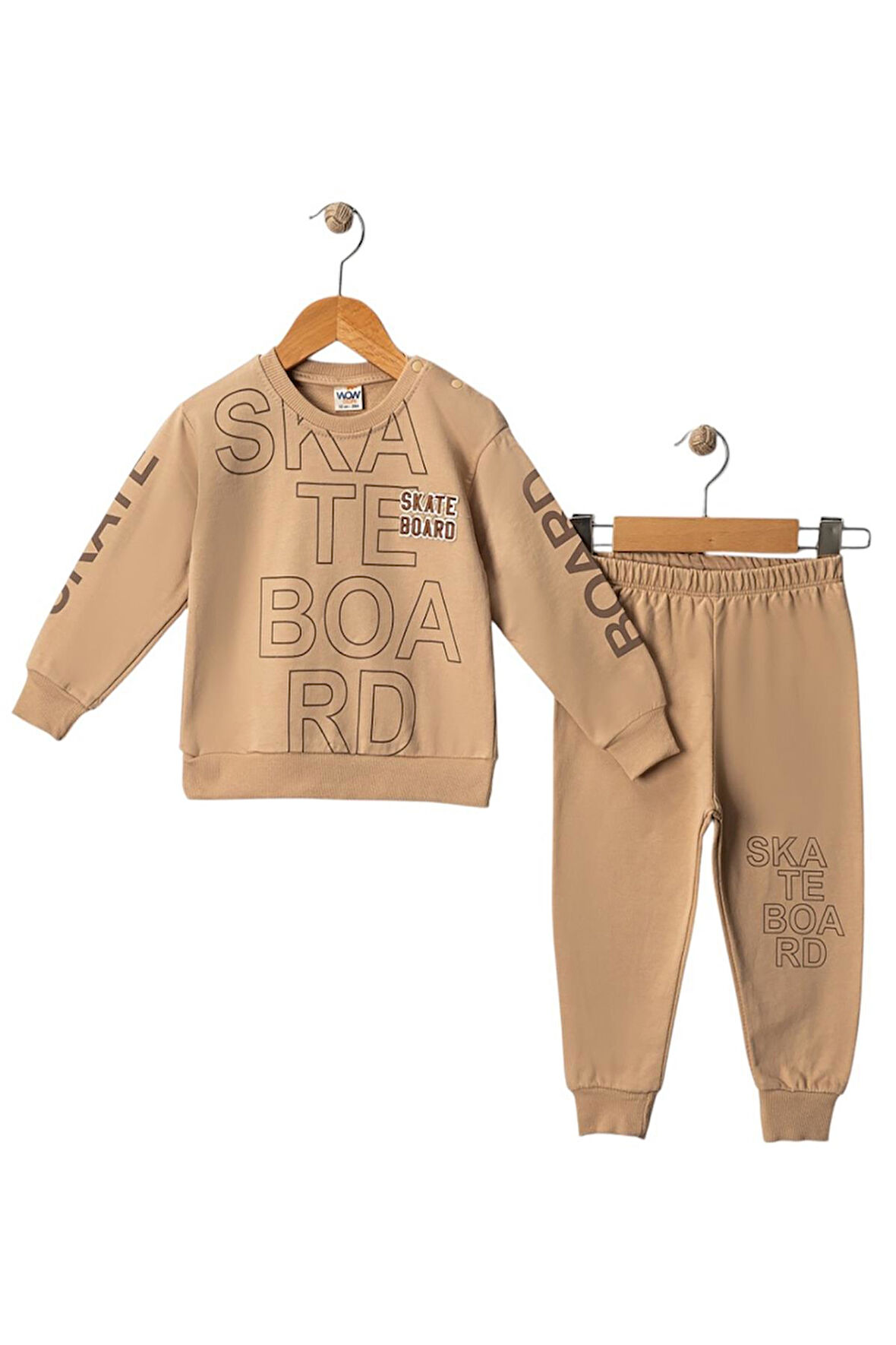 Celira Wwc Bej İki İp Skate Board Nakışlı Erkek Bebek Takım