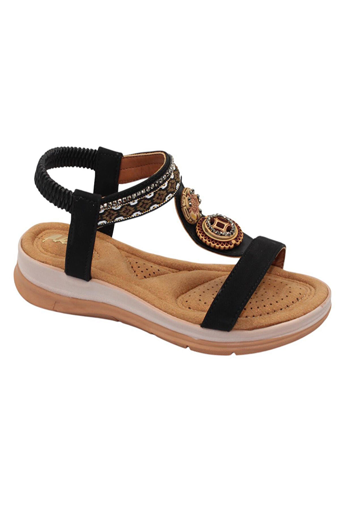Celira Akç A26 Siyah Günlük Taşlı Kadın Sandalet Ayakkabı