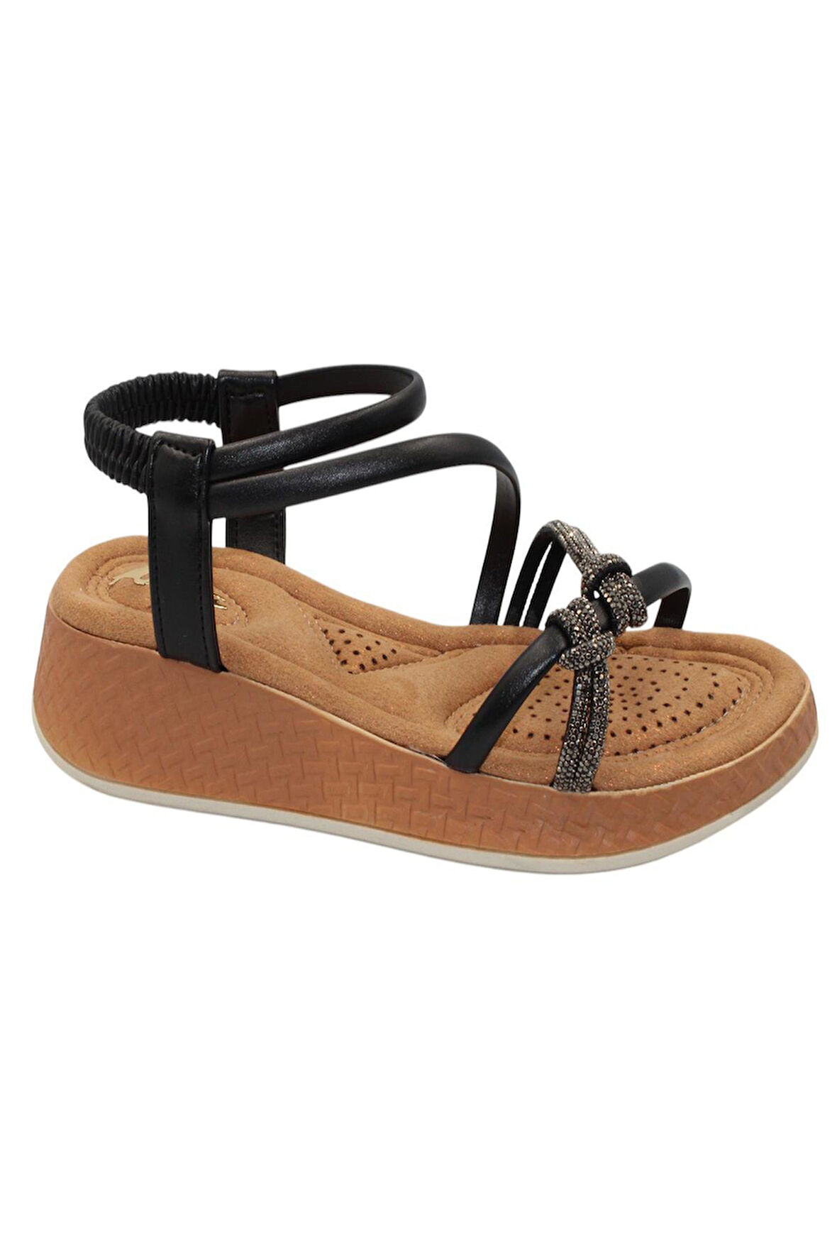 Celira Akç A32 Siyah Taşlı Kadın Sandalet Ayakkabı