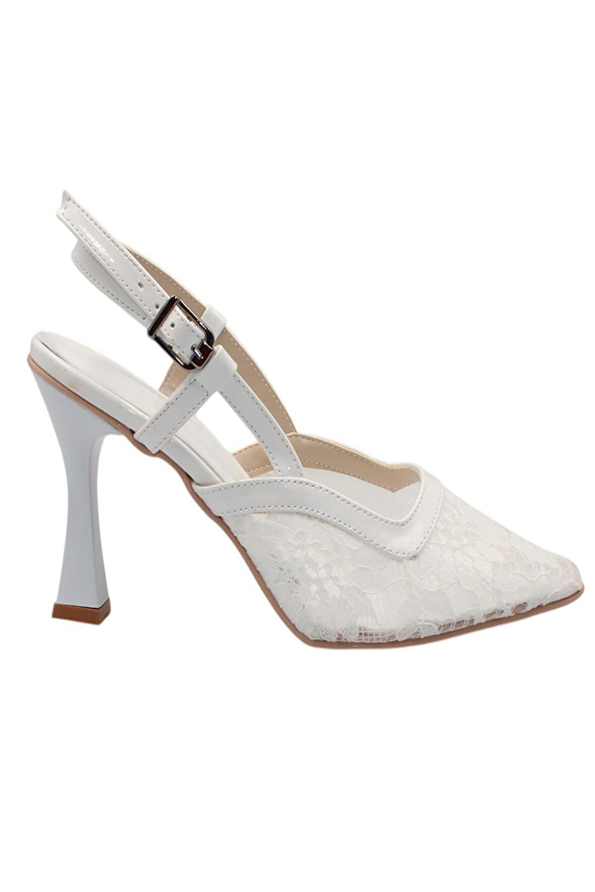 Celira Beyaz Tüllü Klasik Topuk Kadın Ayakkabı