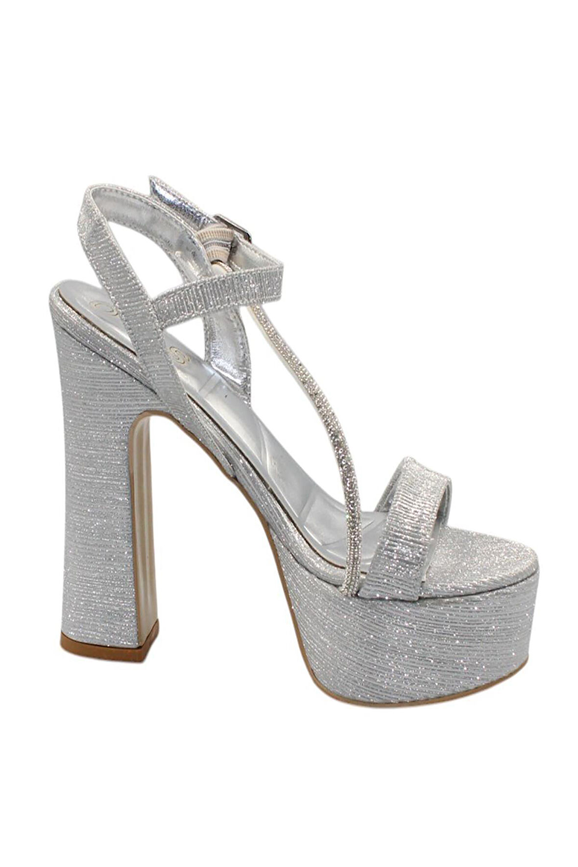 Celira Siyah Kadıın Çizgili Platform Topuklu Ayakkabı