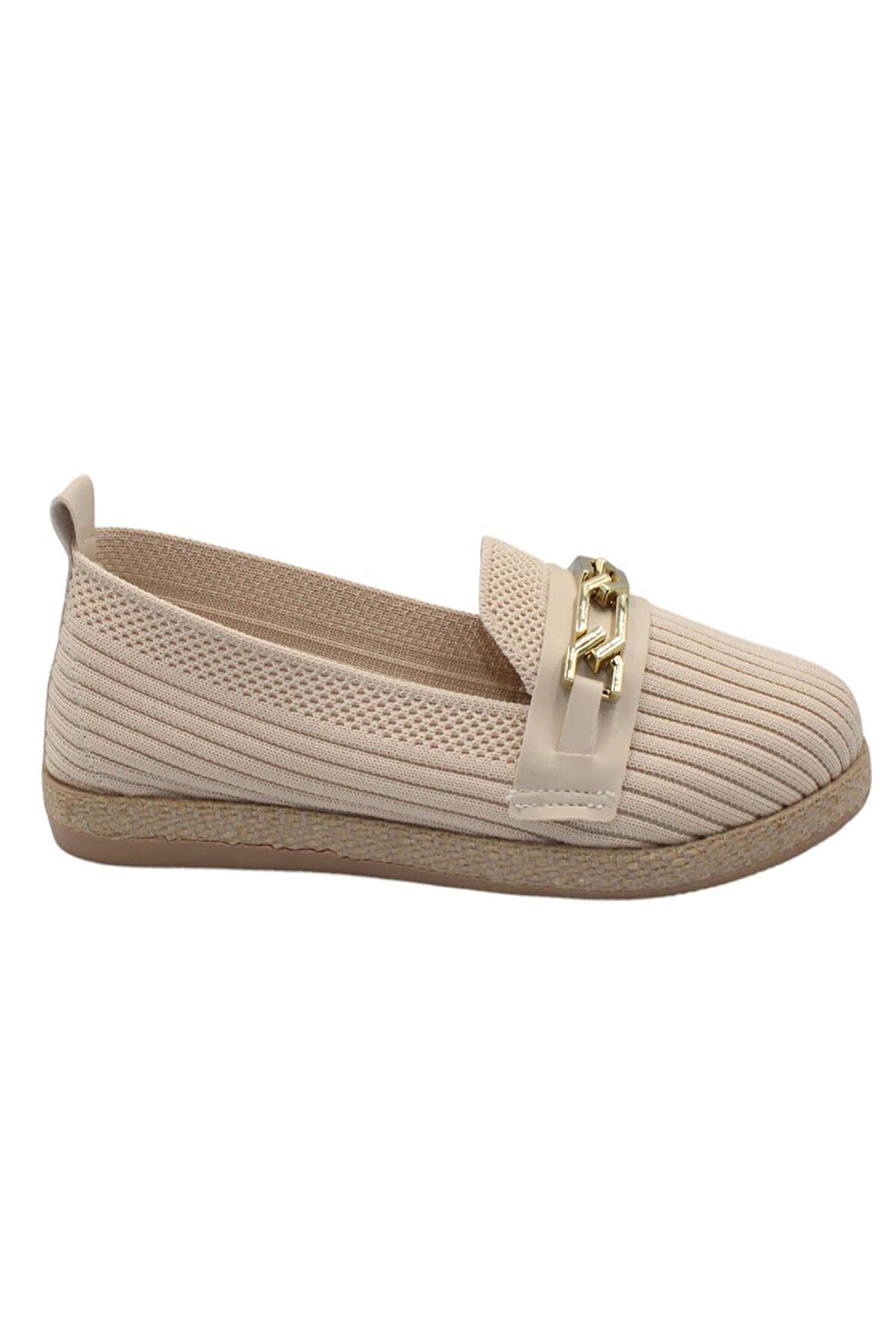 Celira Bej Triko Tokalı Kadın Günlük Babet Ayakkabı