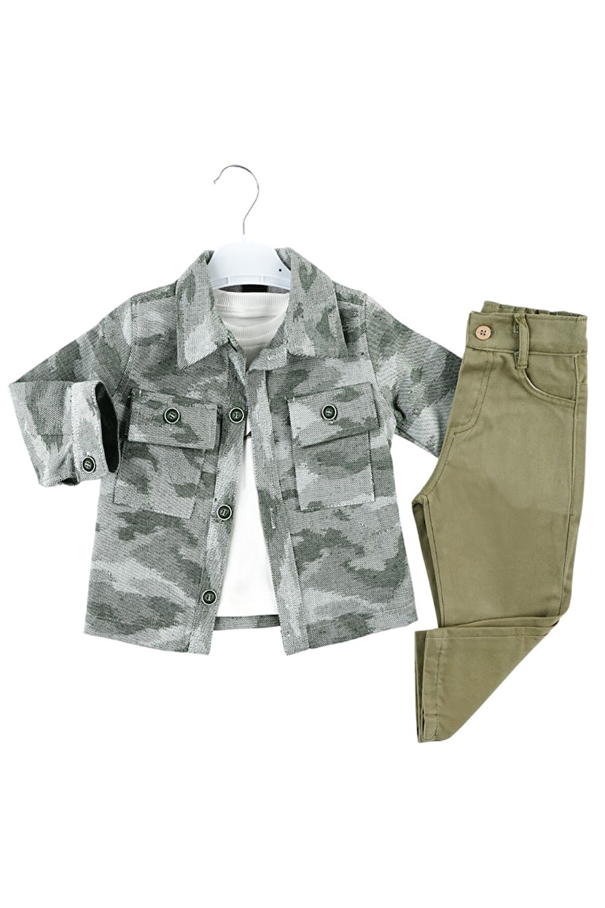 Celira Haki Çeketli 3lü Takım 5Y,6Y,7Y,8Y Erkek Çocuk