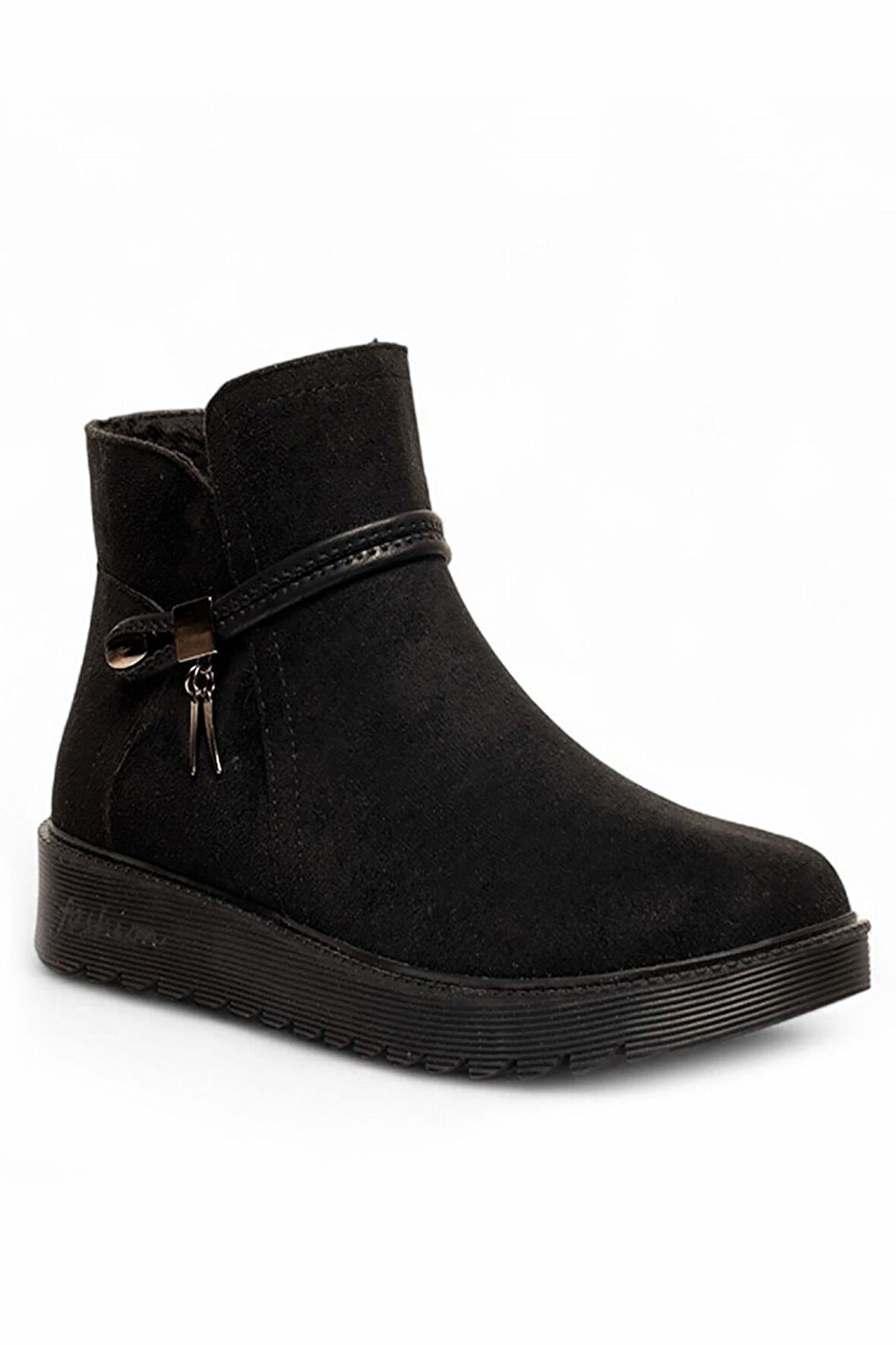 Celira Dvm Süet Siyah Fermuarlı Kadın Kışlık Bot NSB518