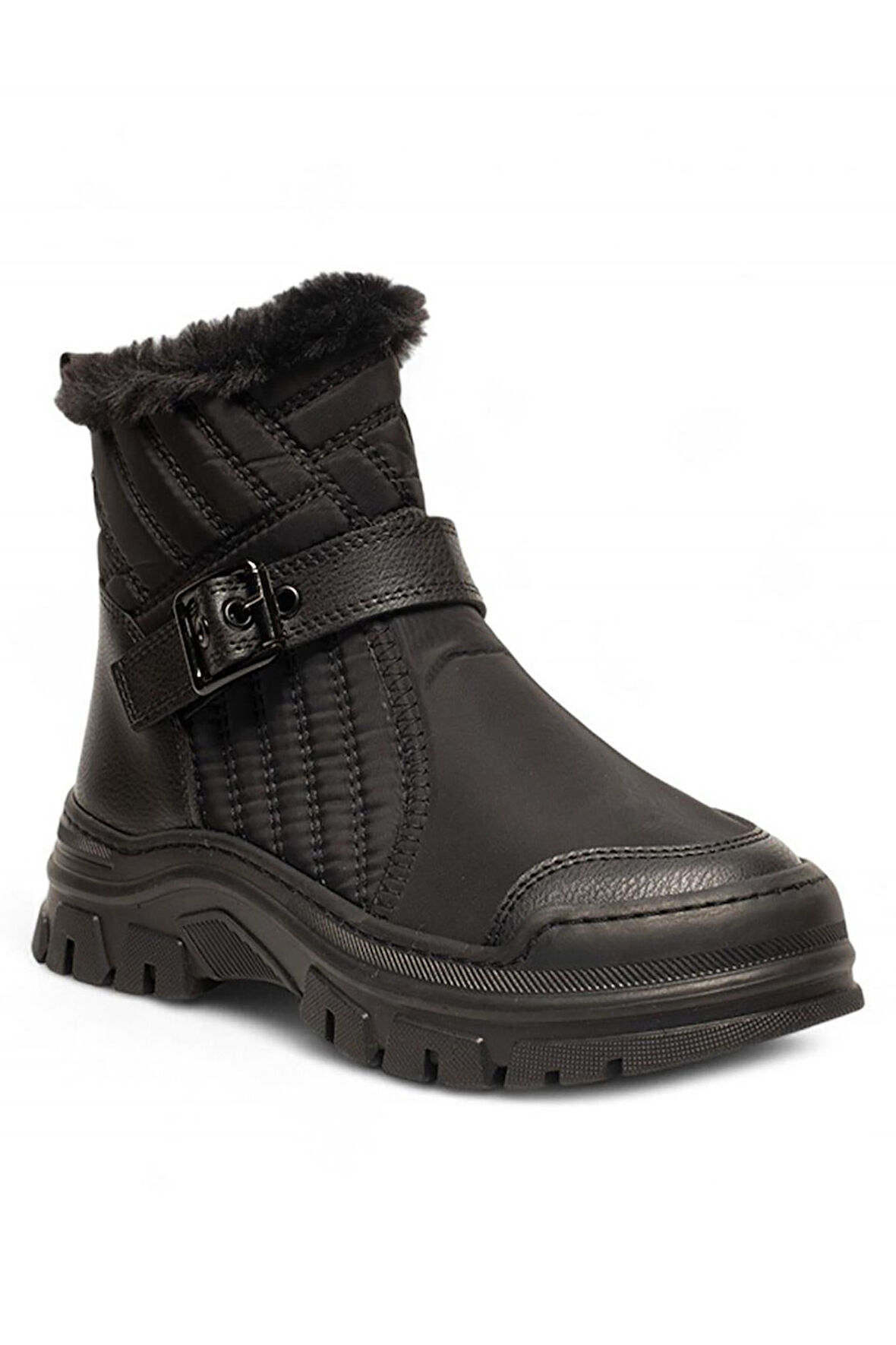 Celira Siyah Kalın Taban Paraşüt Kürklü Kadın Bot NSB521