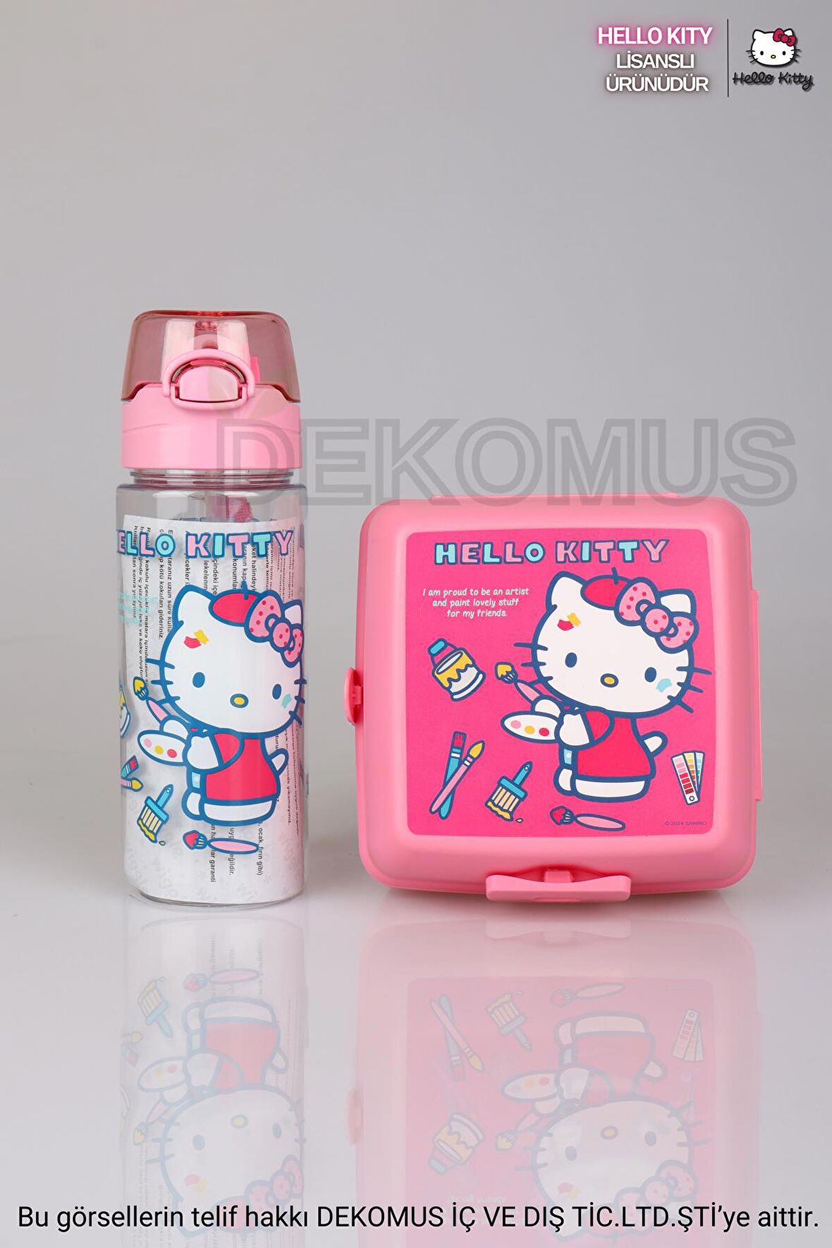 YENİ SEZON YENİ SEZON LİSANSLI HELLO KITTY 500 ML TRITAN MATARA VE 2 KATLI BESLENME KABI SETİ 