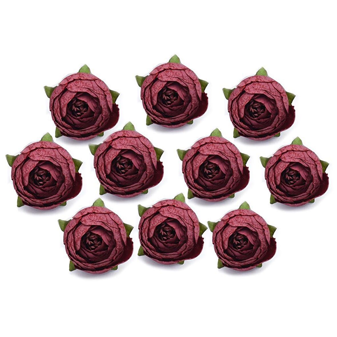 Yapay Çiçek Erengül Kafa 10lu Kelle Pastel Renkler Bordo
