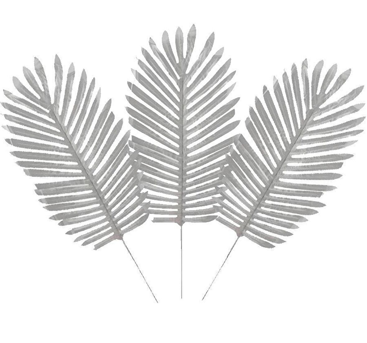 Yapay Çiçek Palmiye Yaprağı Gümüş Silver Renk 3 ADET Yapay Yaprak
