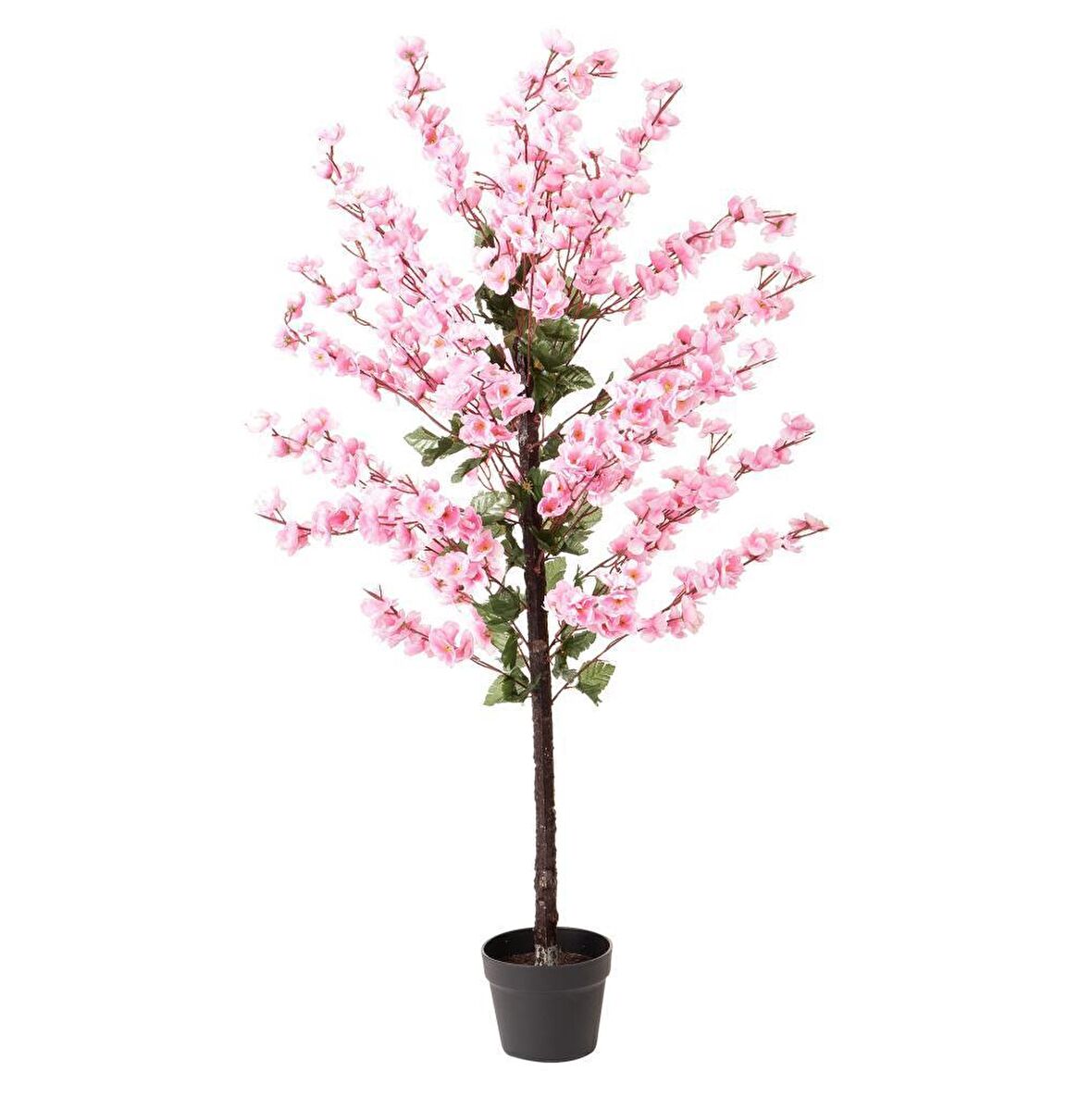 Yapay Ağaç Bahardalı Ağacı Pembe Japon Kiraz Çiçeği Sakura Çiçeği 127x70cm Siyah Plastik Saksılı