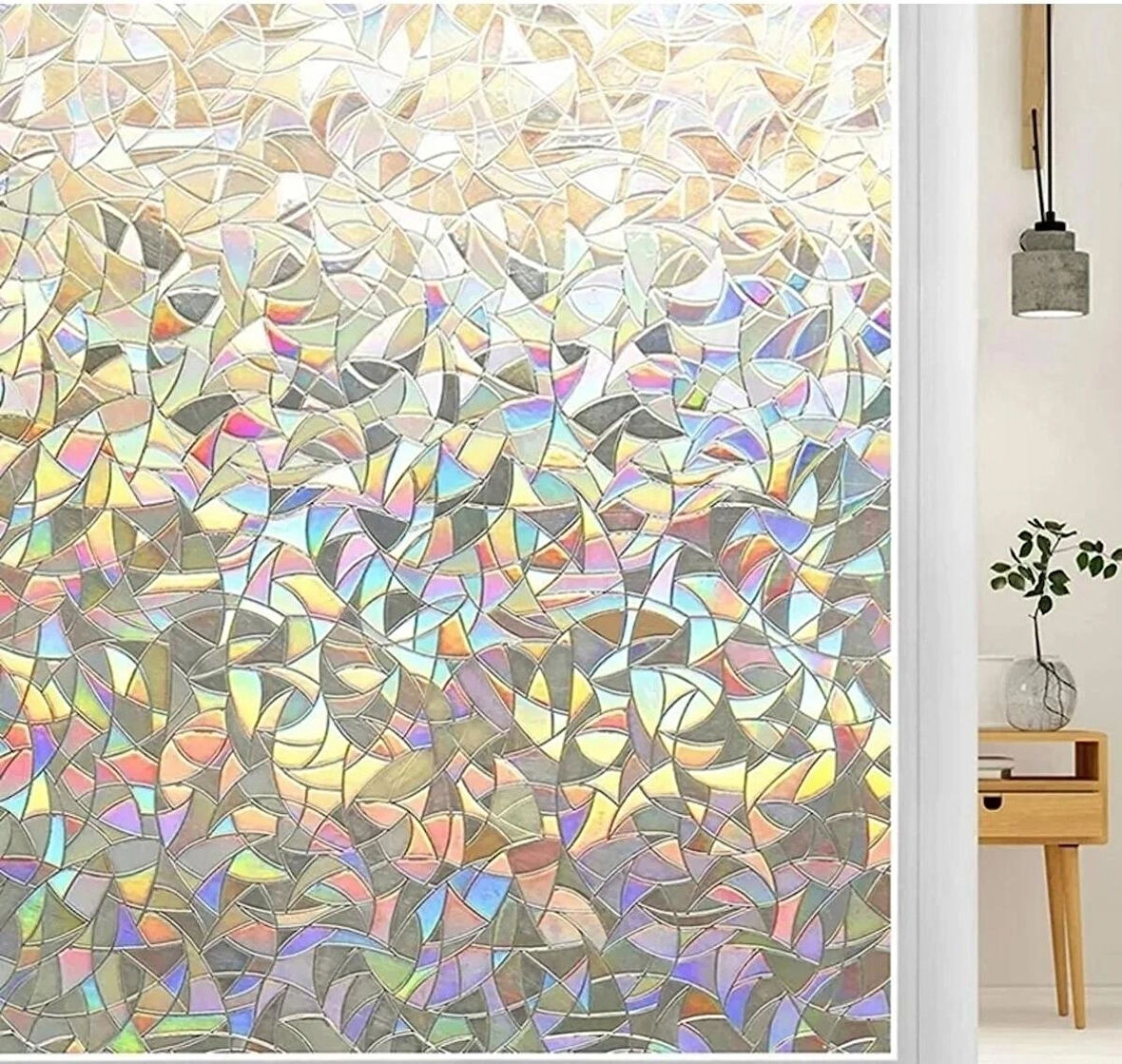 Statik Cam Folyosu Filmi - 3d Gökkuşağı Cam Filmi /eni: 45 Cm X Boyu 1 Metre