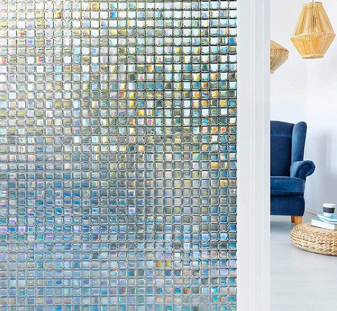 Statik Cam Folyosu Filmi - 3d Gökkuşağı Cam Filmi /eni: 45 Cm X Boyu 1 Metre