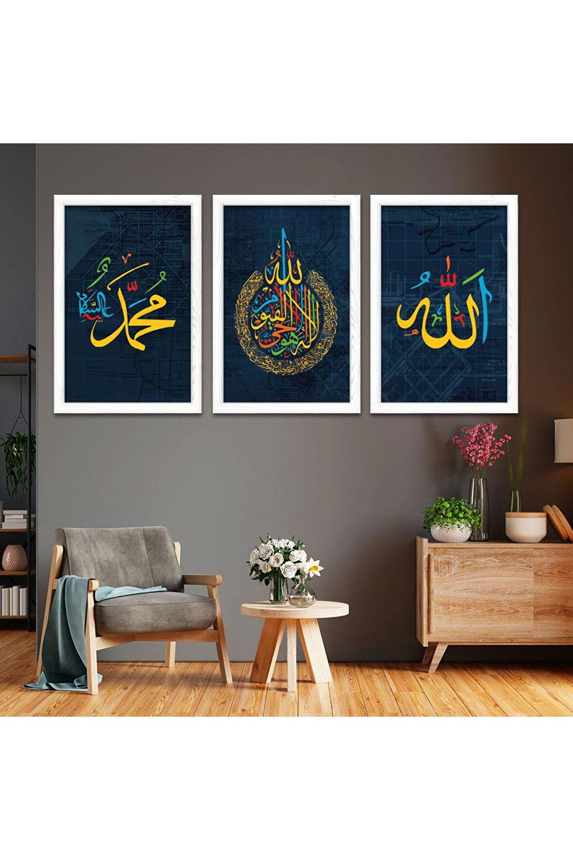 GÜMÜŞ AYNALI PLEKSİ ÇERÇEVELİ MODERN ZARİF GRİ YEŞİL YAPRAK DESENLİ SOYUT ÇİZİM TABLO