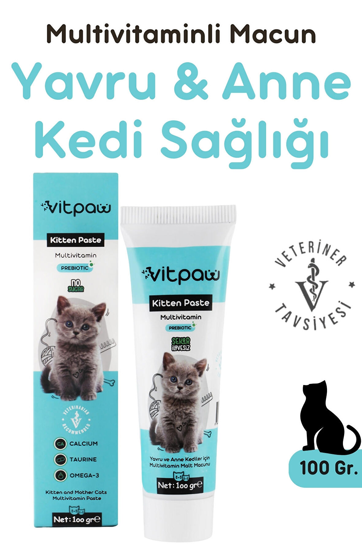 Vitpaw Kitten Paste 100 Gr. (YAVRU VE ANNE KEDİLER İÇİN MULTİVİTAMİN MACUN)