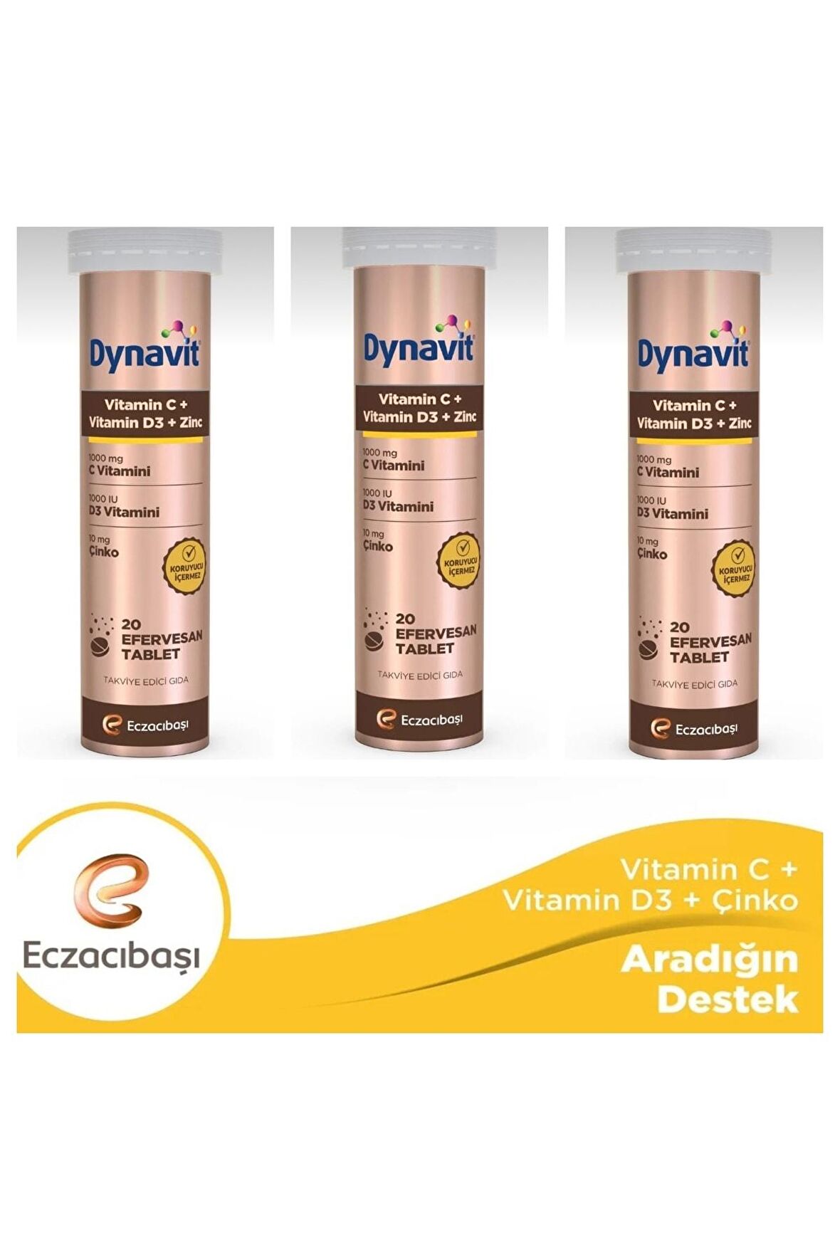 Dynavit Vitamin C + Vitamin D3 + Çinko Zinc Tablet