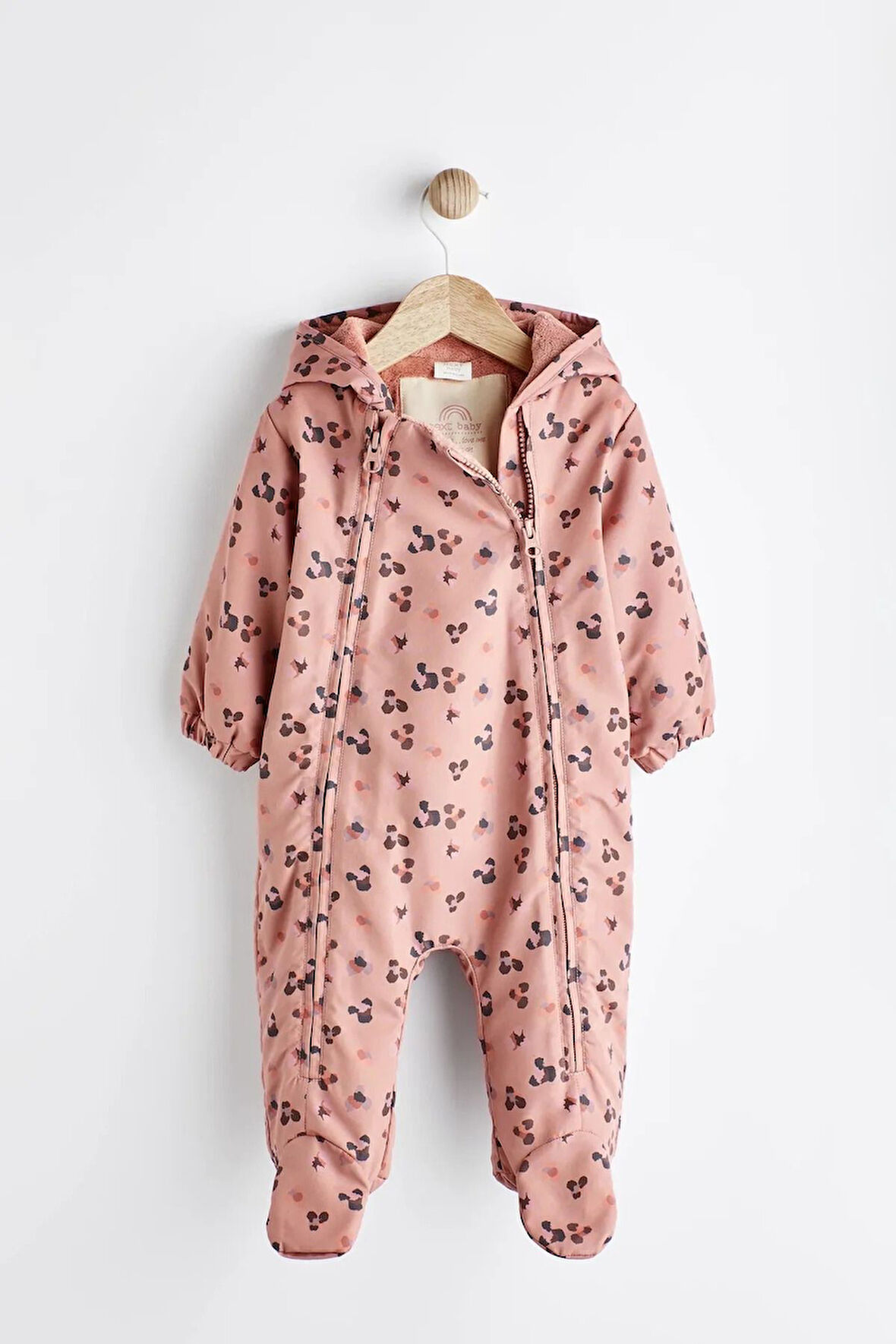 Next Baby Pembe Desenli Tam Polar Astarlı Astronot Tulum