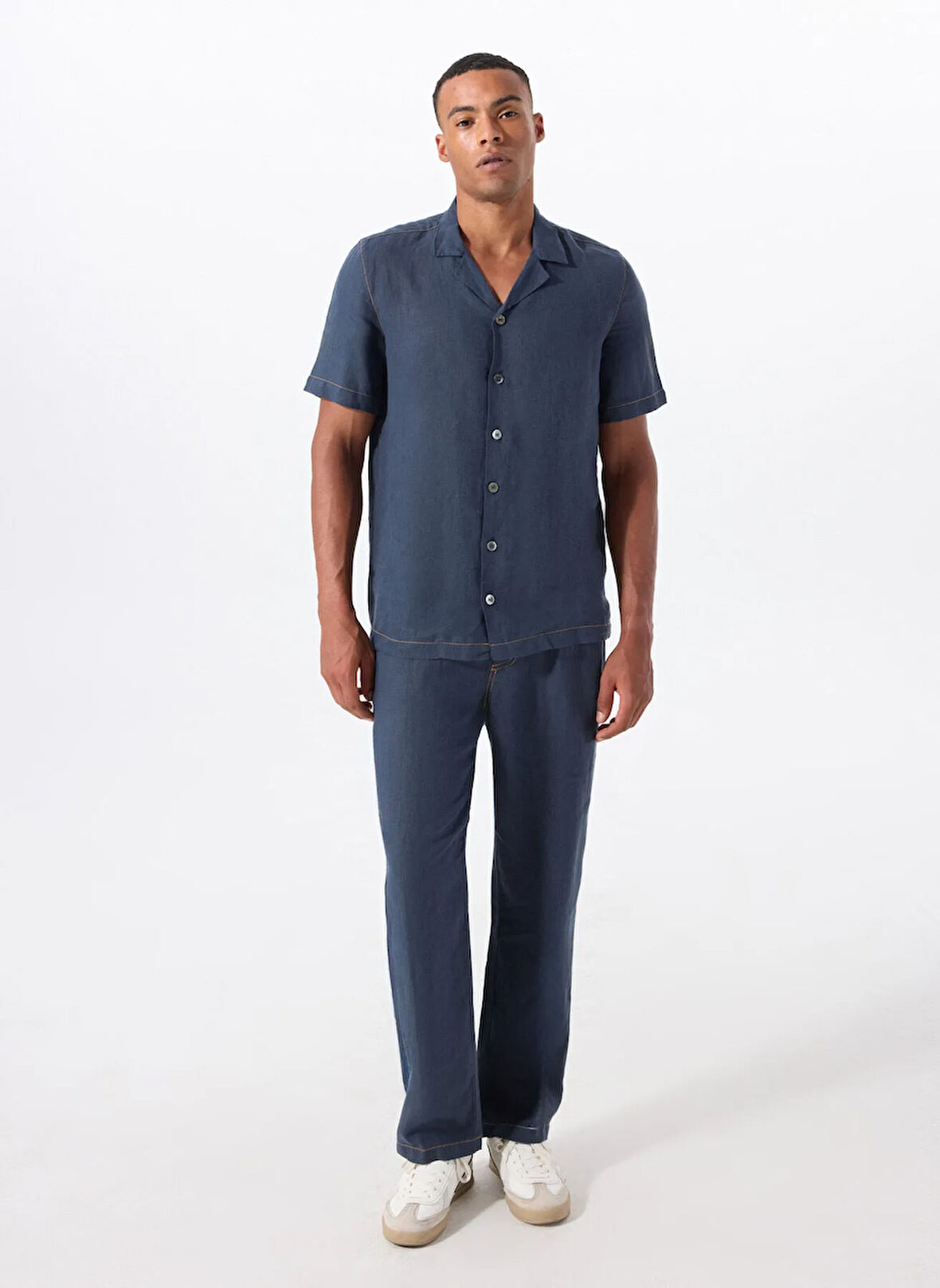 Lacivert Erkek Yüksek Bel Regular Fit Pantolon AU-1472Q LINO PANTS