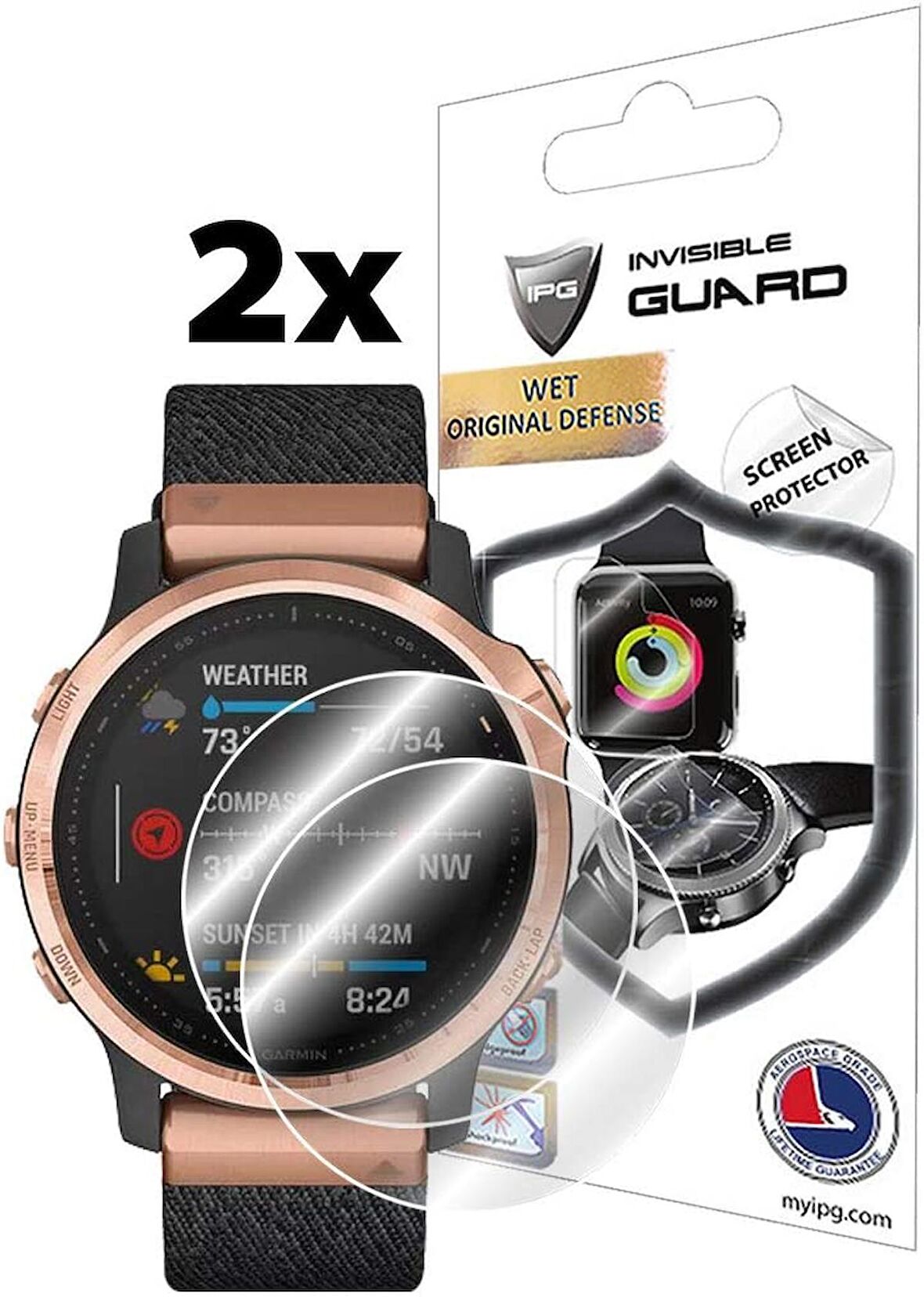 IPG Garmin Fenix 6S / 6S Pro / 6S Sapphire Multispor GPS Akıllı Saat Ekran Koruyucu (2 Adet)