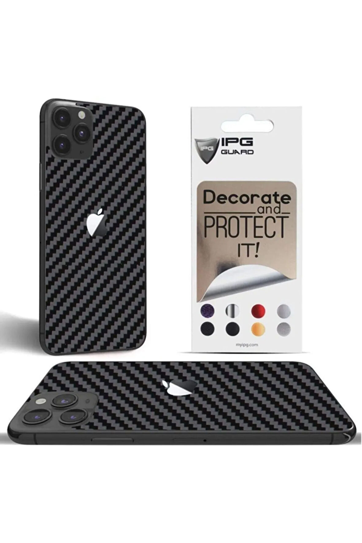 Aiphone 11 Pro Uyumlu Dekoratif Arka Koruma Sticker ( Siyah Karbon Fiber )