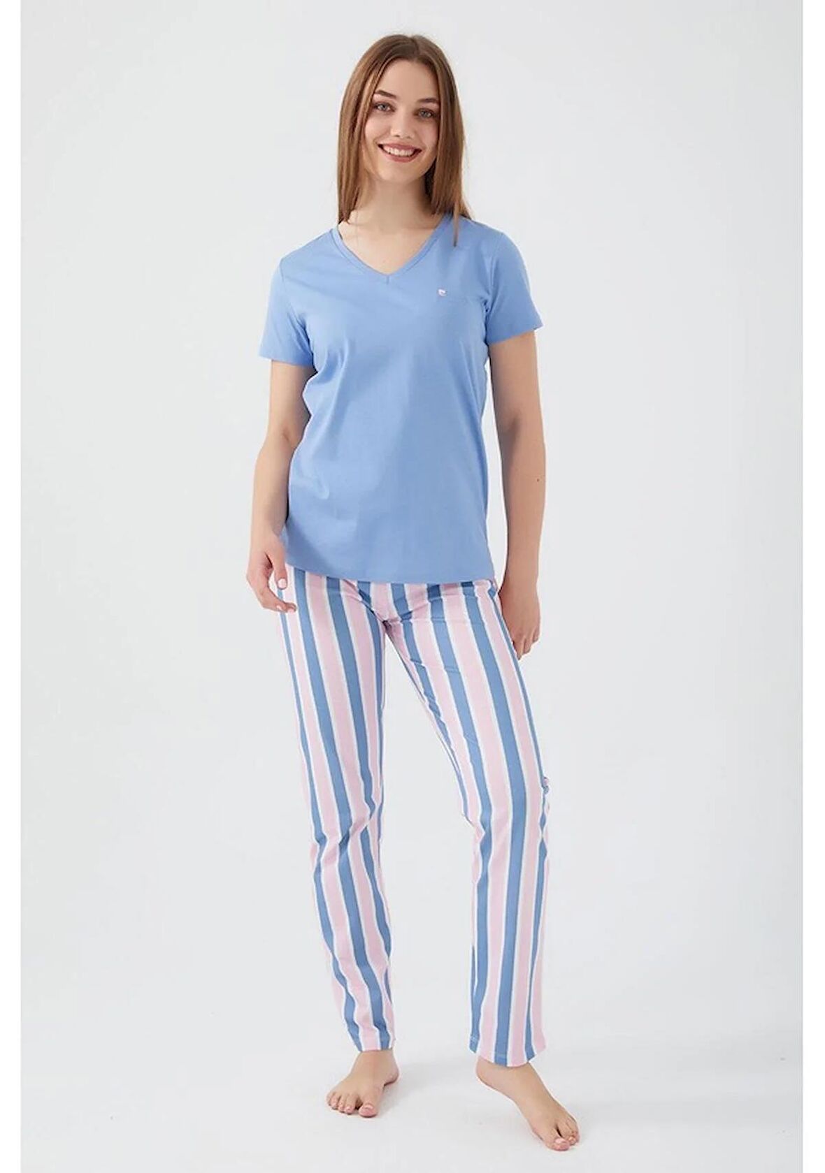 Pierre Cardin 8596 Kısa Kol Kadın Pijama Takımı İndigo Mavi