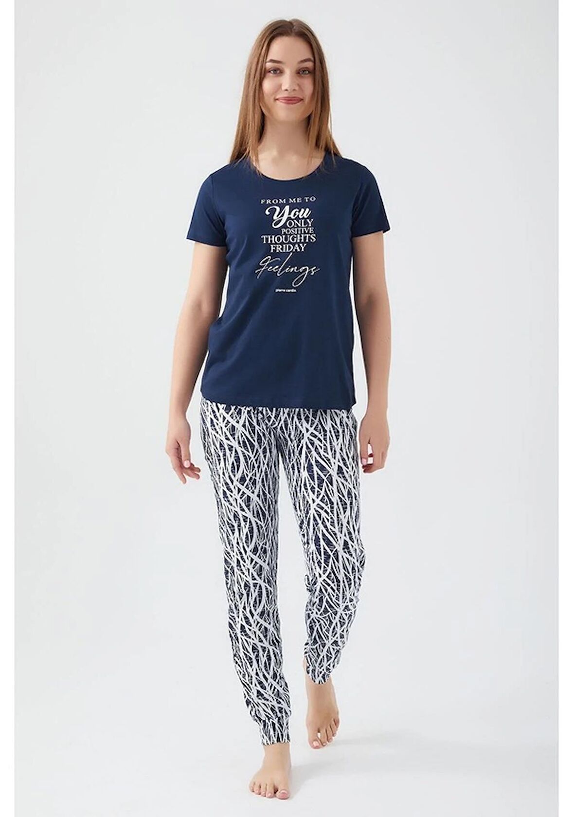 Pierre Cardin 8611 Kısa Kol Kadın Pijama Takımı Lacivert