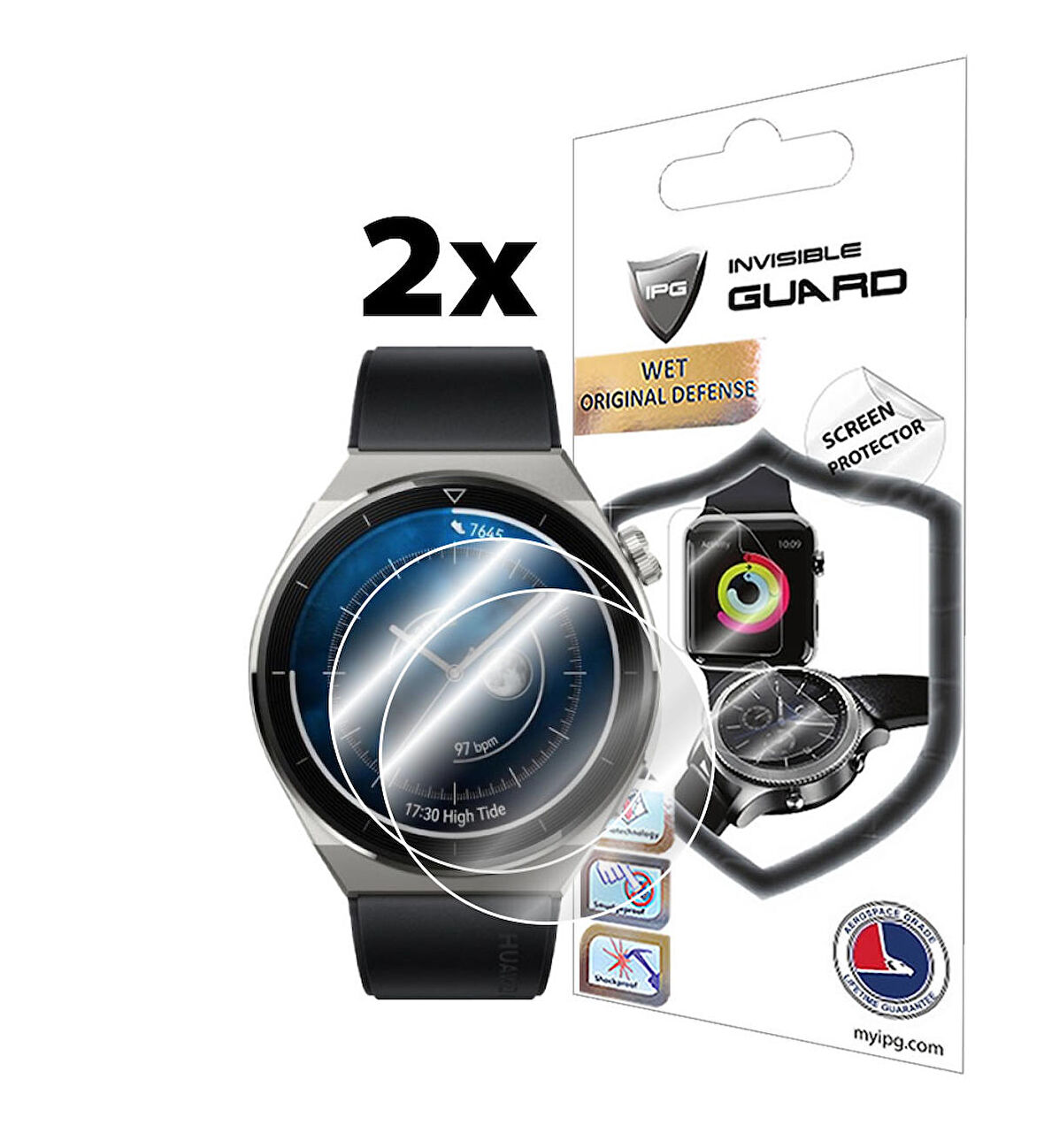 HUAWEI Watch GT3 Pro (Kasa boyutu 46mm) Akıllı Saat ile uyumlu IPG Ekran Koruyucu (2 Adet)
