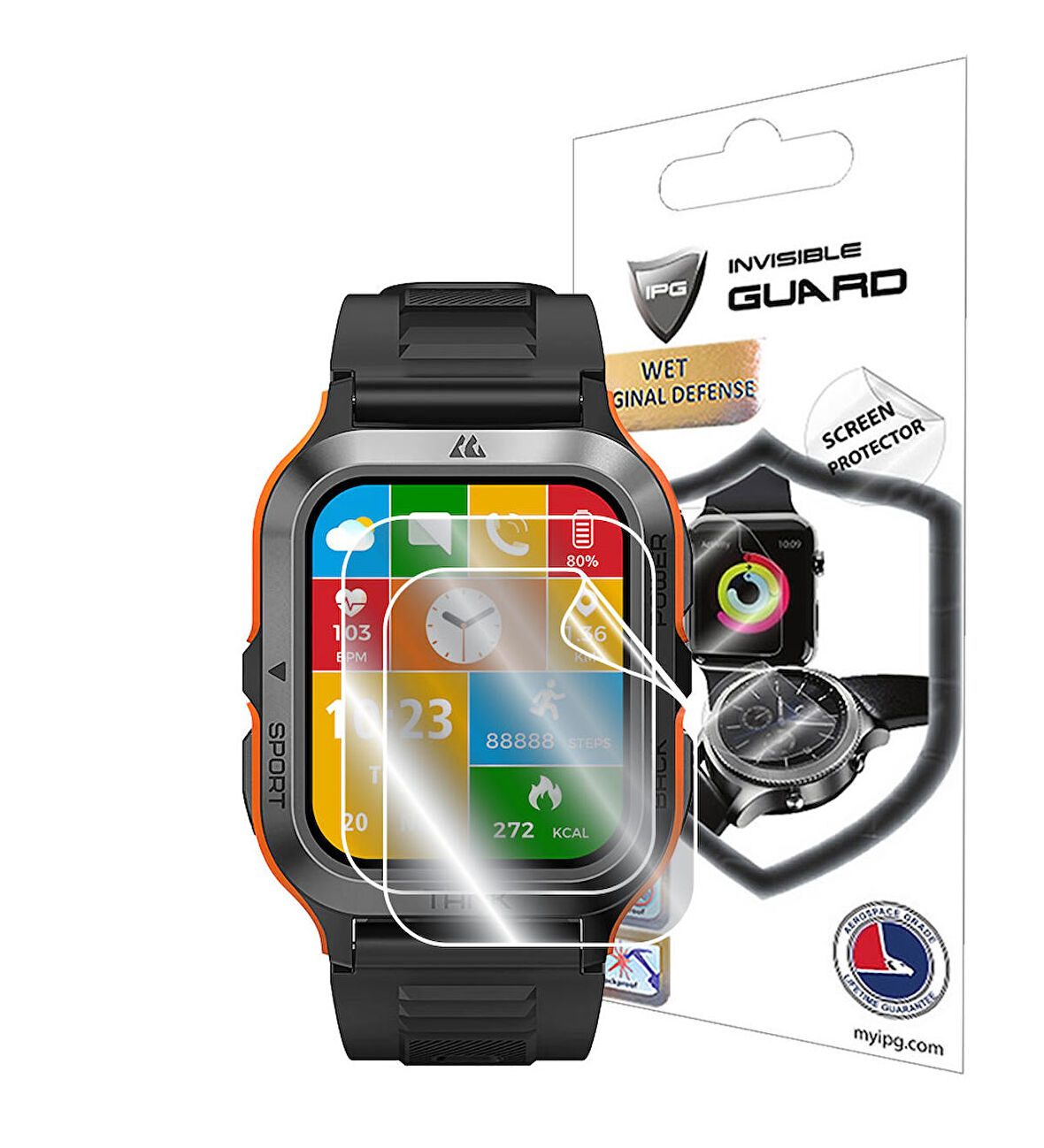Kospet Tank M2 Watch ile uyumlu IPG Ekran Koruyucu (2 Adet)