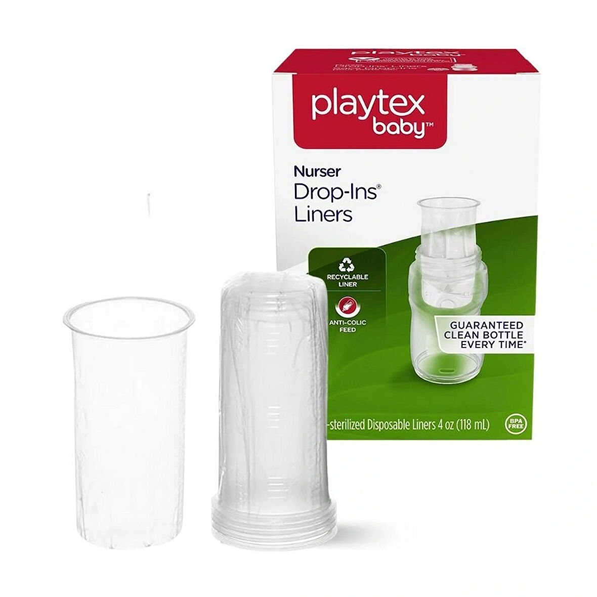 Playtex Baby™ Liners®  Yenidoğan Anti-Kolik  Sterilize Tek Kullanımlık Nurser Biberon Torbalar, 50 adet, 118 ml, 0+ Ay  