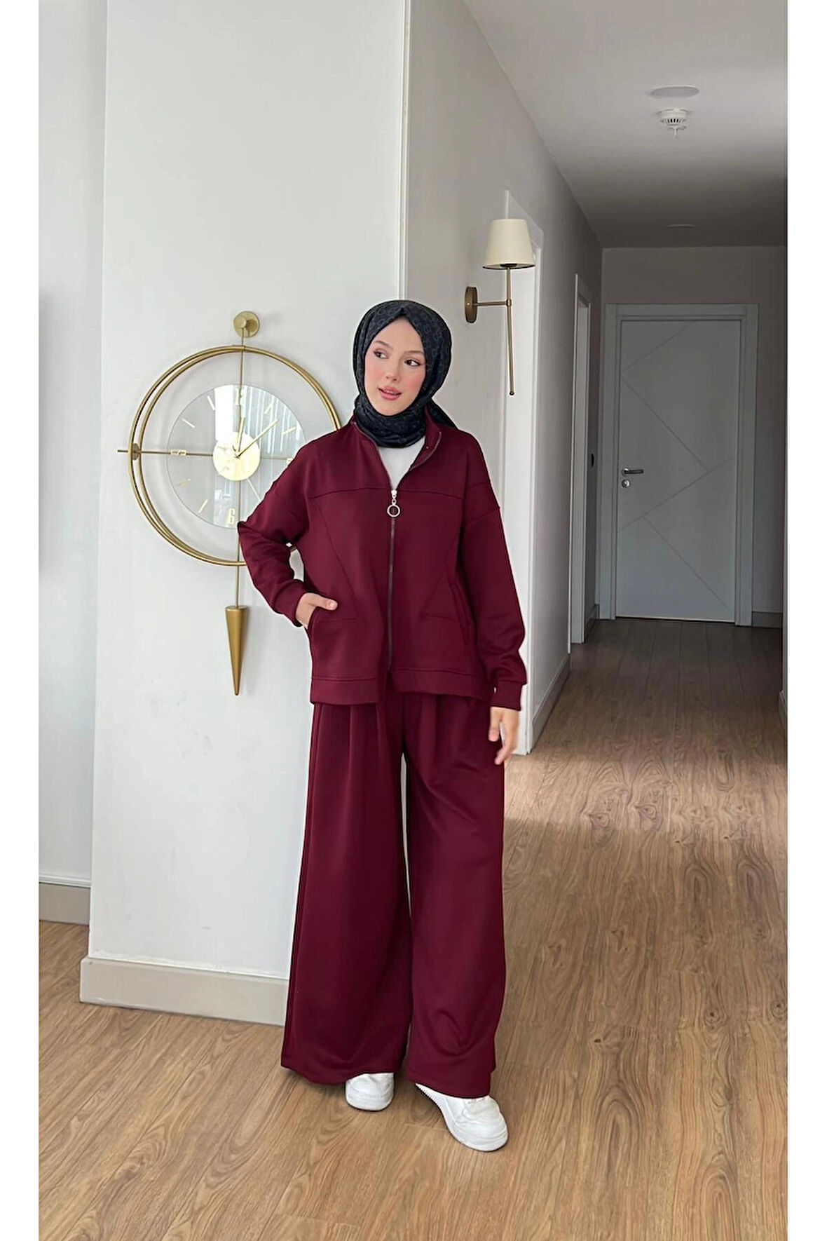 EMİLY MODAL KUMAŞ FERMUARLI TESETTÜR İKİLİ ALT ÜST TAKIM