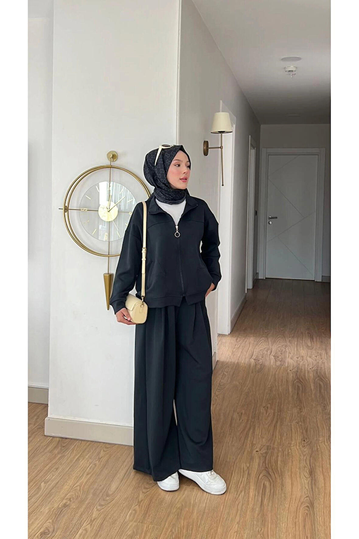 EMİLY MODAL KUMAŞ FERMUARLI TESETTÜR İKİLİ ALT ÜST TAKIM