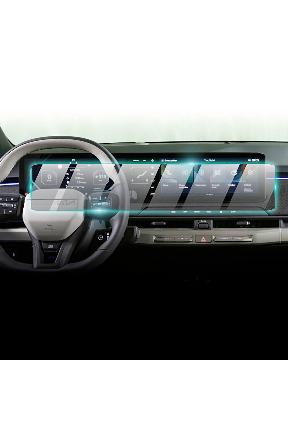 Kia 2024 - 2023 EV3 - EV6 12,3" Navigasyon +12,3" Gösterge Paneli  IPG ProActive Ekran Koruma uyumlu