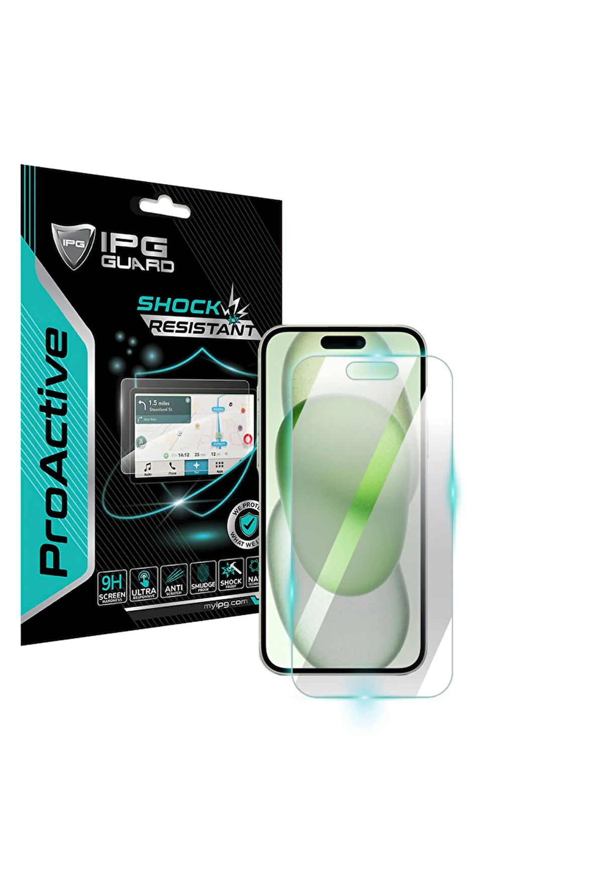 iPhone 15 Plus için 9H Nano IPG ProActive Ekran Koruyucu, Pürüzsüz Cam Bitiş