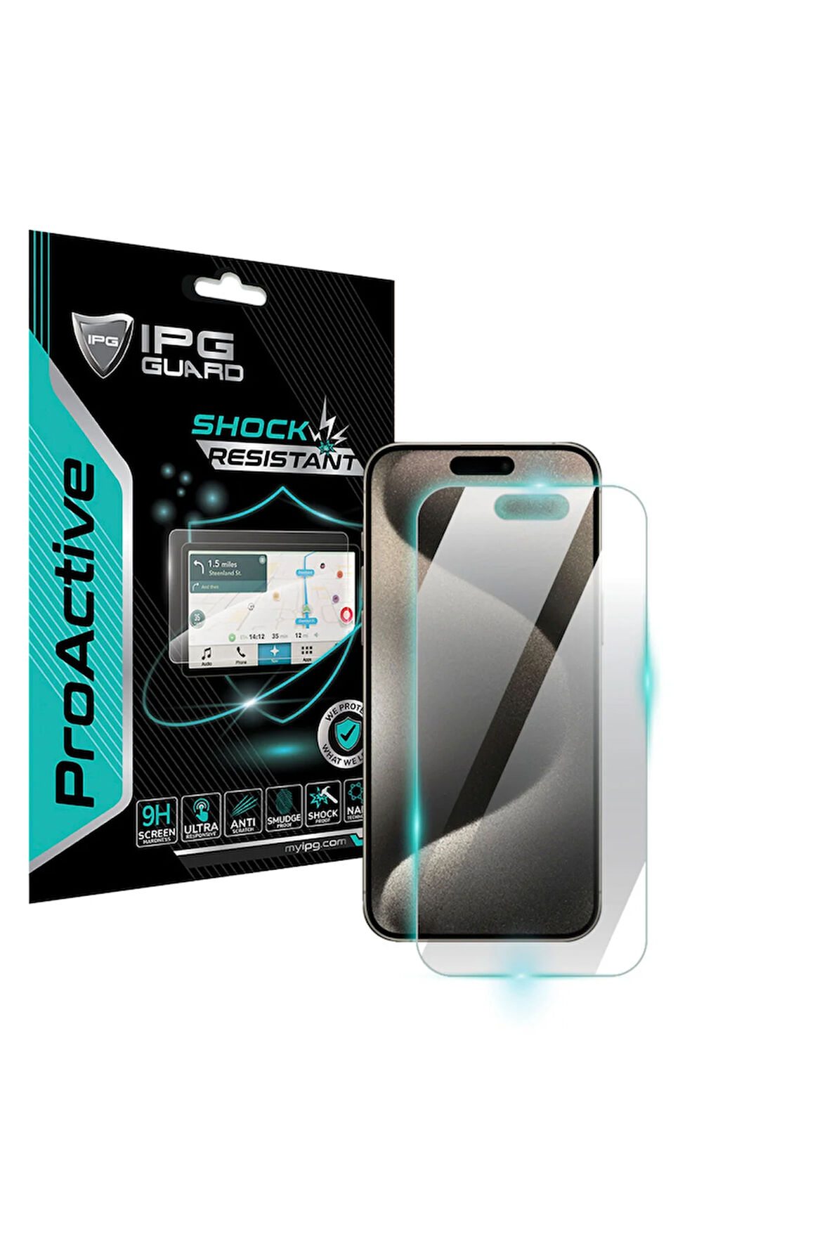 iPhone 15 Pro Max için 9H Nano IPG ProActive Ekran Koruyucu, Pürüzsüz Cam Bitiş