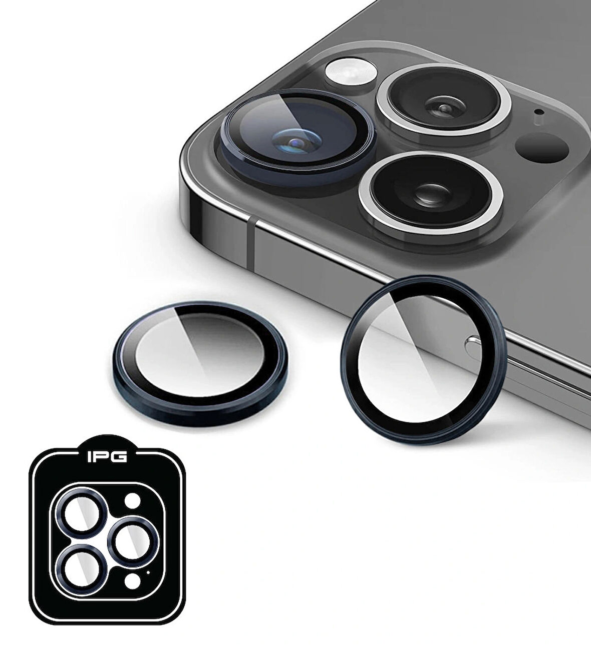 iPhone 16 Pro / Pro Max için IPG ProLENS Kamera Lens Koruyucu Alüminyum CD Çerçeveli, Kırılmaz Cam - Kırmızı