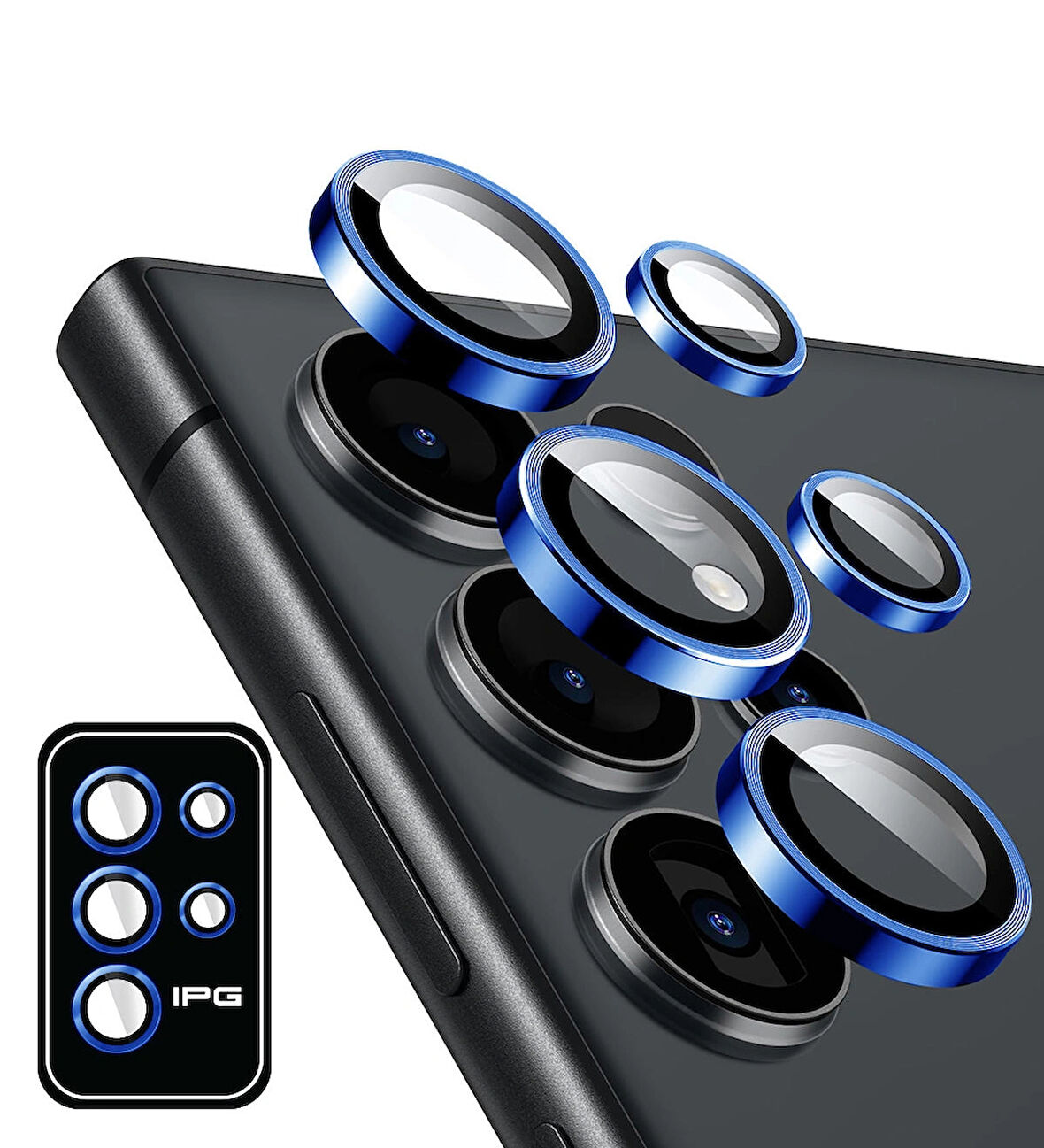 Sam. Galaxy S24 Ultra için IPG ProLENS Kamera Lens Koruyucu Alüminyum CD Çerçeveli, Kırılmaz Cam