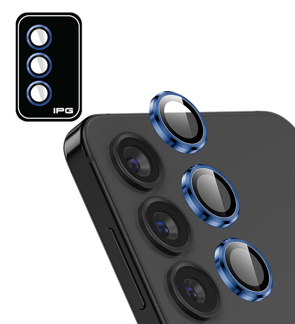 Sam. Galaxy S25 /S24 Plus için IPG ProLENS Kamera Lens Koruyucu Alüminyum CD Çerçeveli, Kırılmaz Cam 
