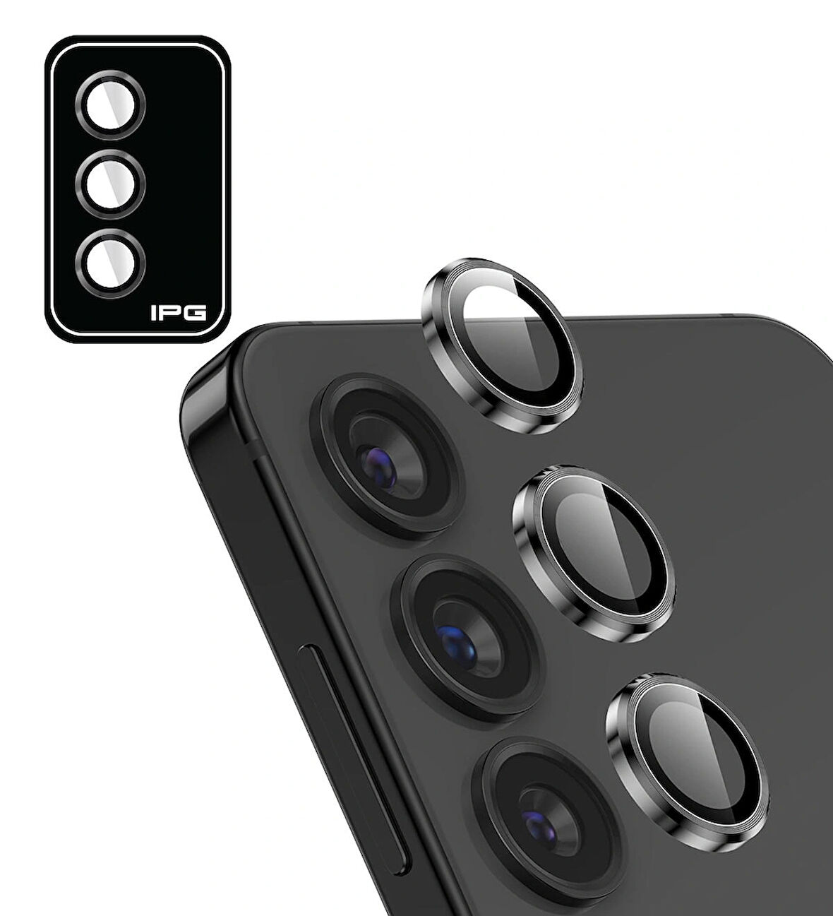 Sam. Galaxy S25 Plus için IPG ProLENS Kamera Lens Koruyucu Alüminyum CD Çerçeveli, Kırılmaz Cam