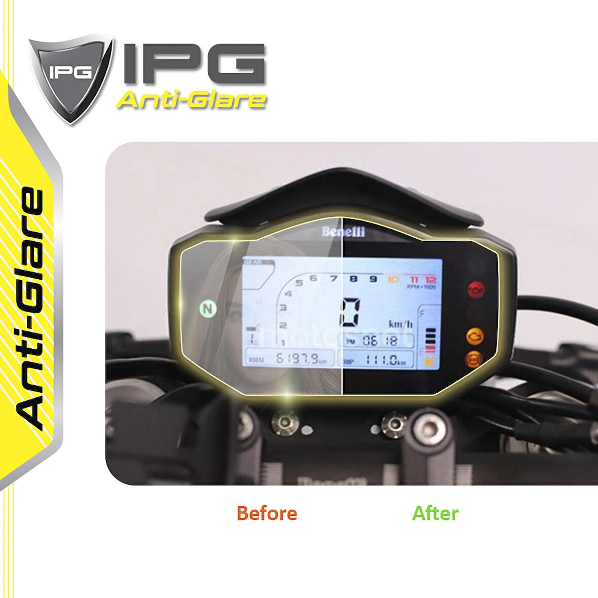 Benelli 752 - 752S Cluster Speedometer Gösterge Paneli Için Ipg Anti-Glare (Mat) Ekran Koruyucu