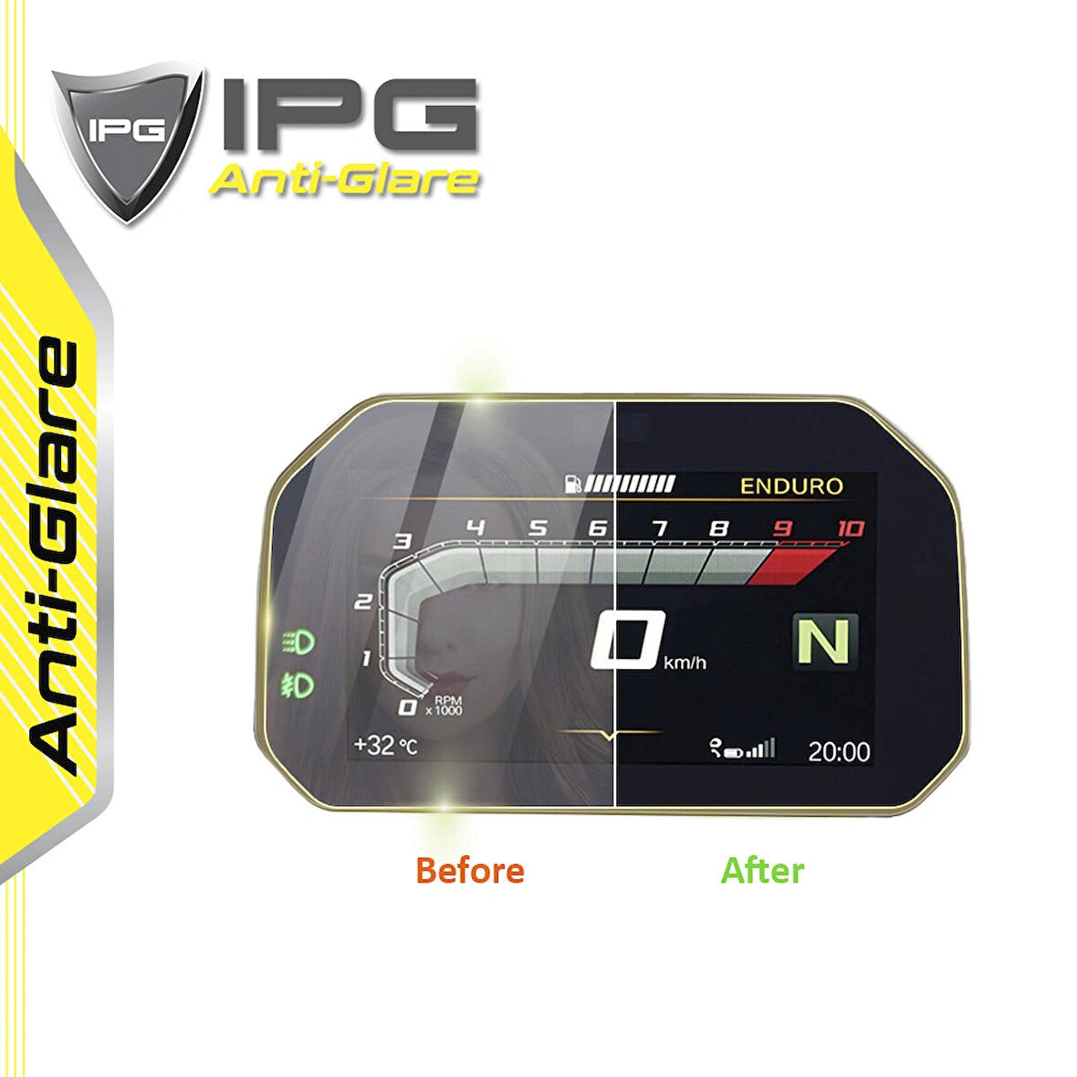 Bmw 2018-2024 R-1250 Gs Motor Dashboard 6.5 Inch Için Ipg Anti-Glare (Mat) Ekran Koruyucu