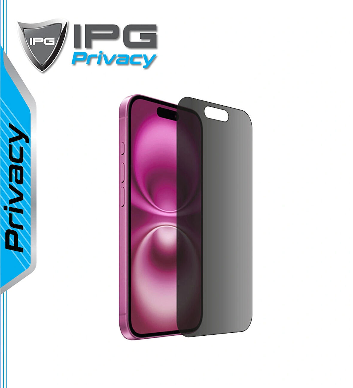 iPhone 16 Plus uyumlu IPG Privacy Hayalet Ekran Koruma Gizlilik Filtreli, Yan Görünmeyi Engelleyici