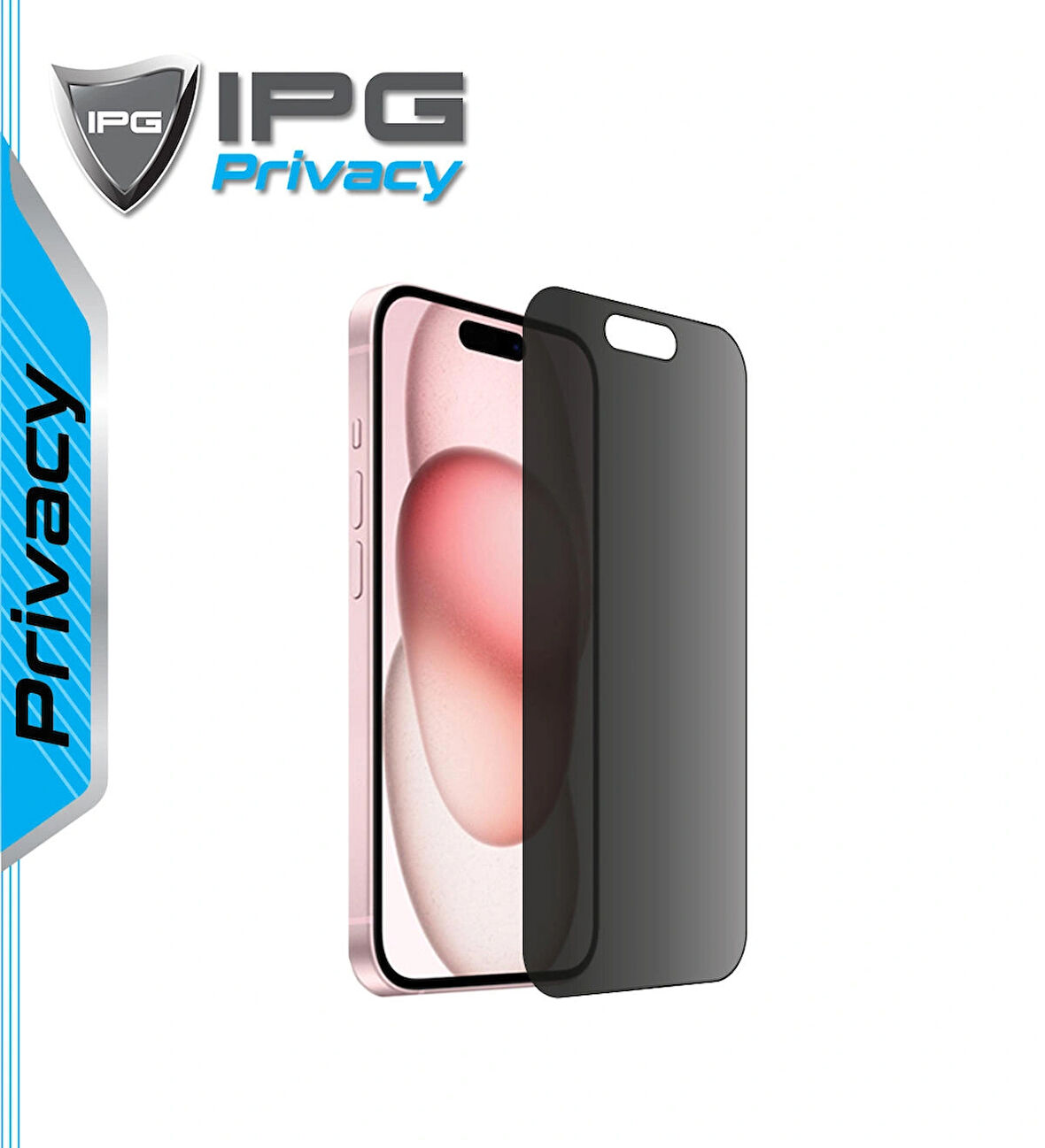 iPhone 15 uyumlu IPG Privacy, Hayalet Ekran Koruma Gizlilik Filtreli, Yan Görünmeyi Engelleyici