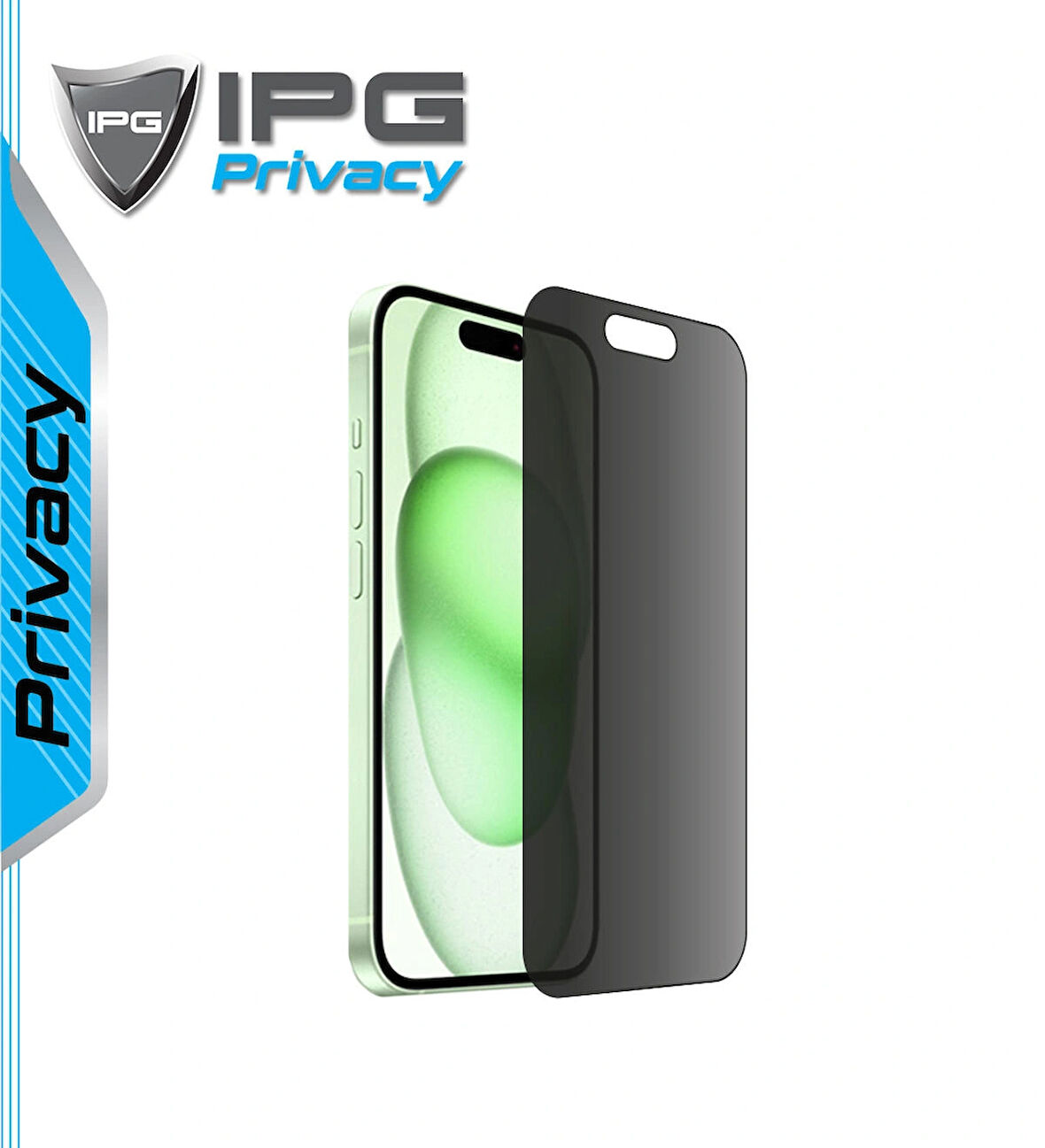 iPhone 15 Plus uyumlu IPG Privacy Hayalet Ekran Koruma Gizlilik Filtreli, Yan Görünmeyi Engelleyici
